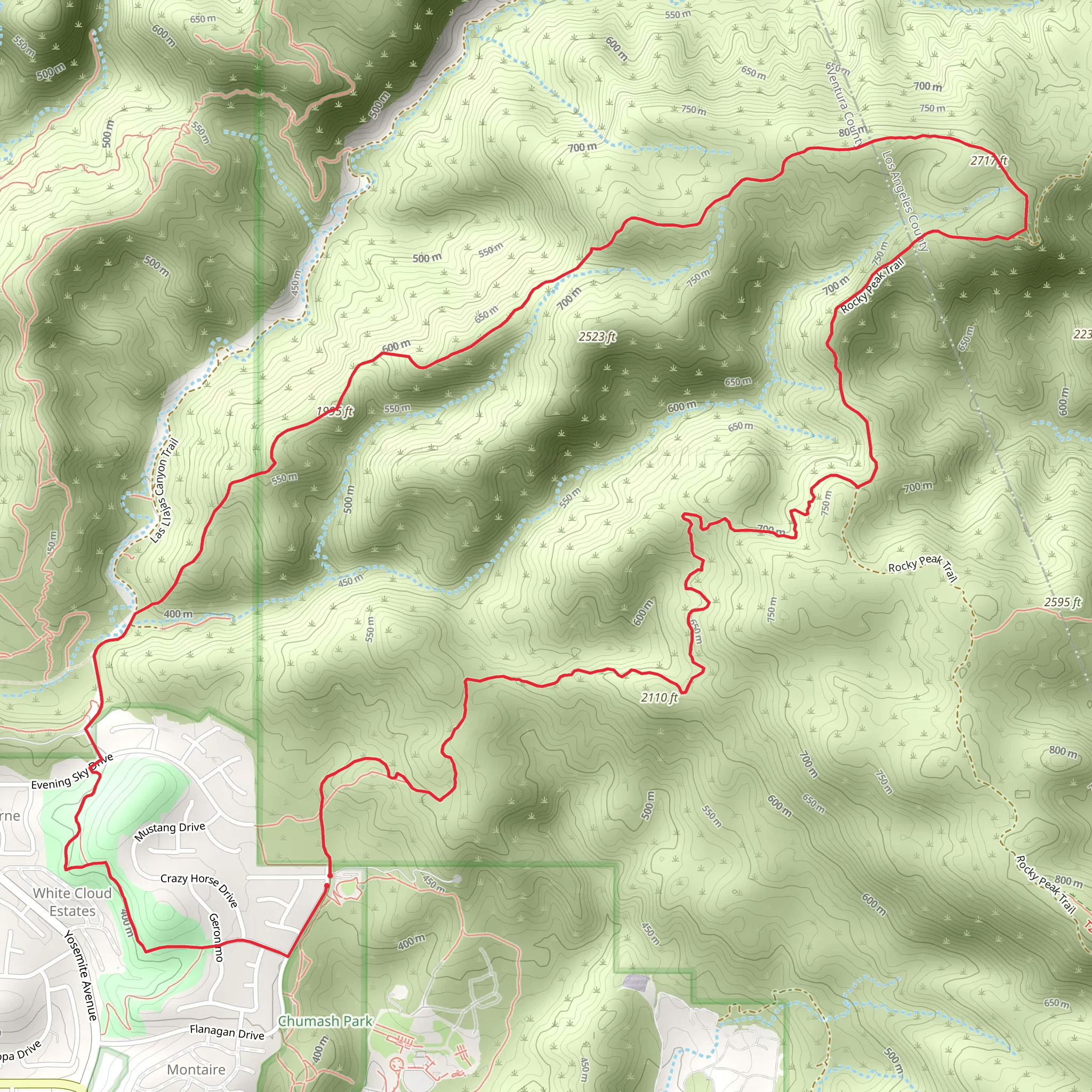 Chumash Trail and North Ridge Loop Trail mobile static map