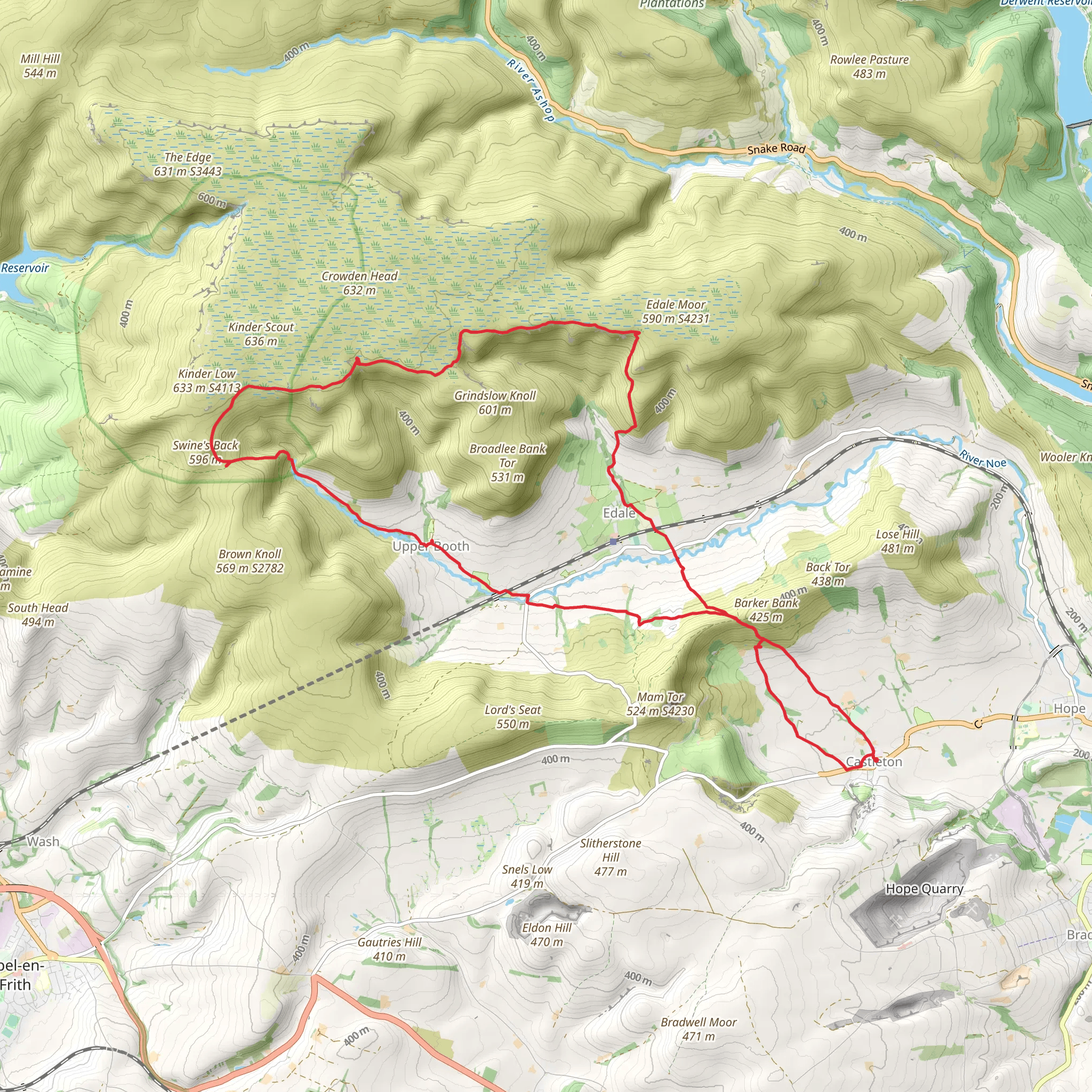 Hike from Castleton mobile static map