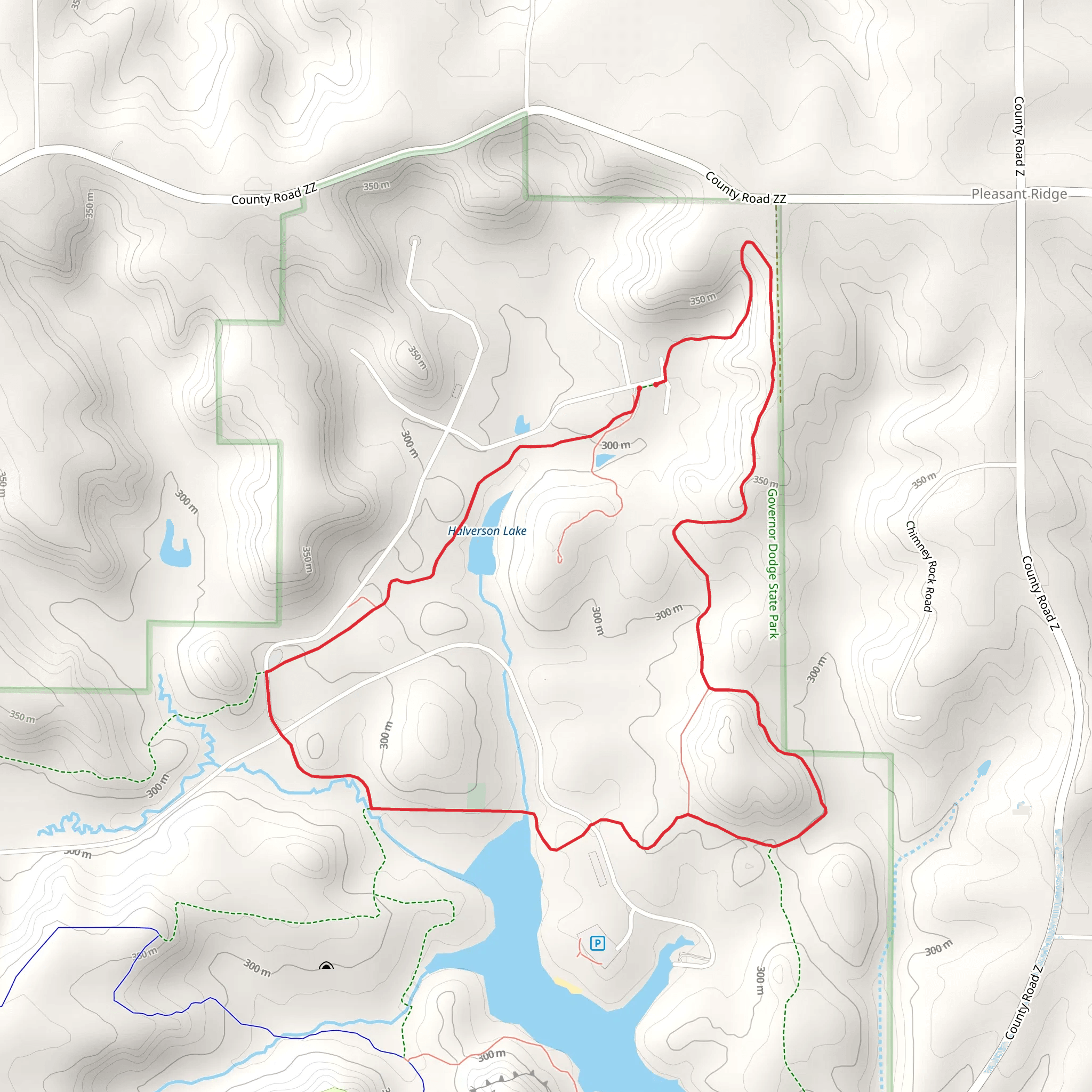 Halverson Lake and Twin Valley Lake via Driftless Horse Loop Trail mobile static map