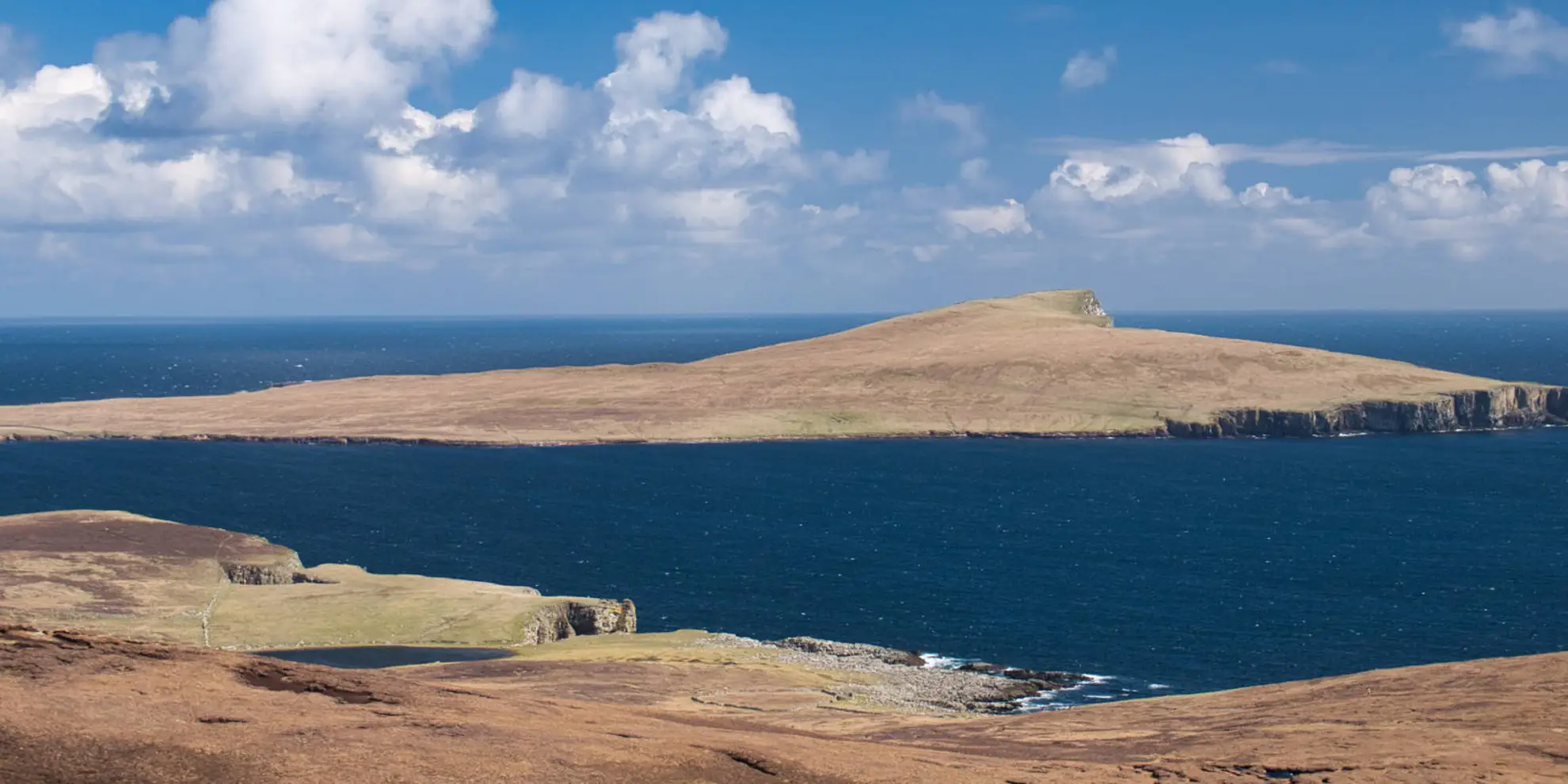 An image depicting the trail Noss Head via Isle of Noss Loop and its surrounding area.