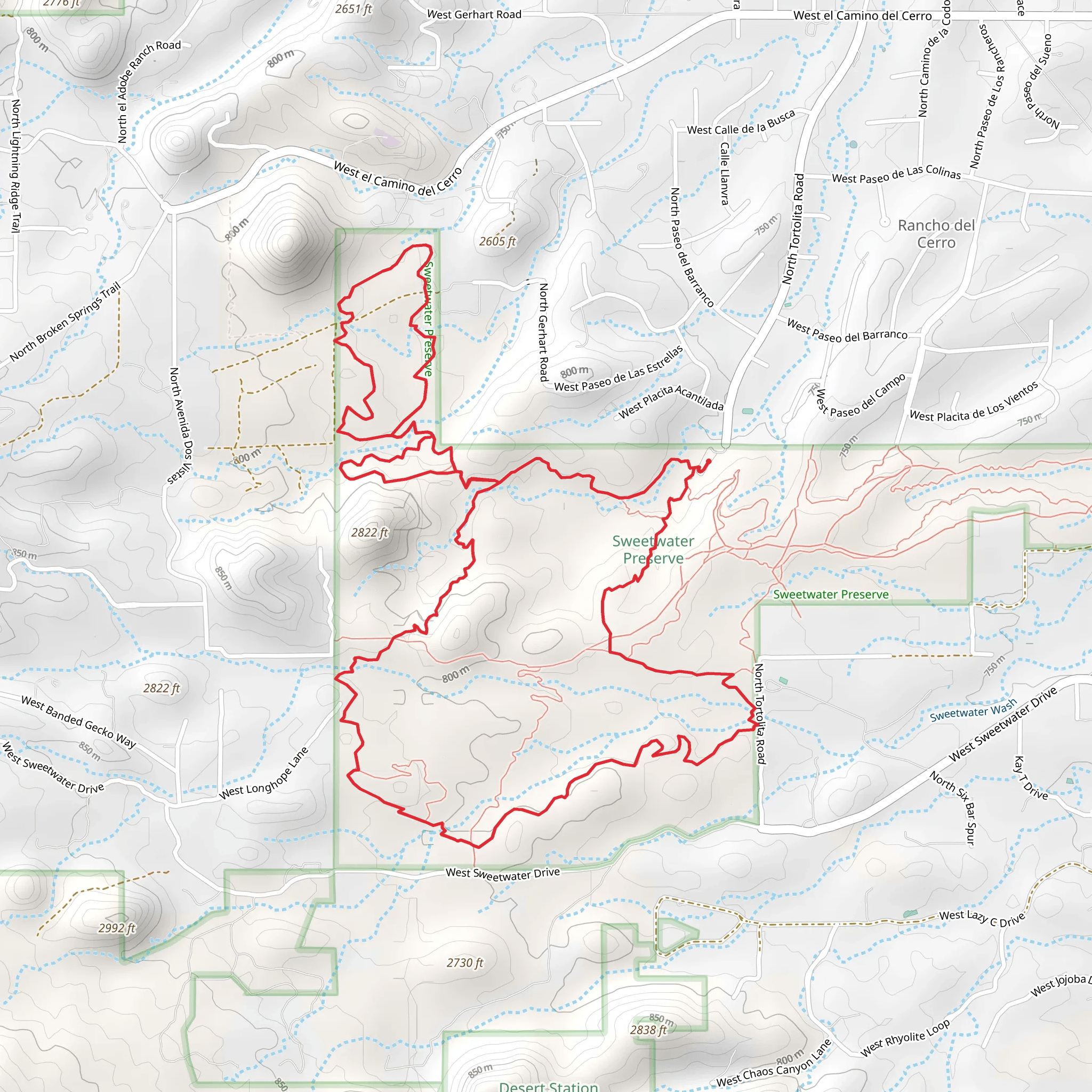 Black Rock, Sun Circle and Homestead Loop Trail mobile static map