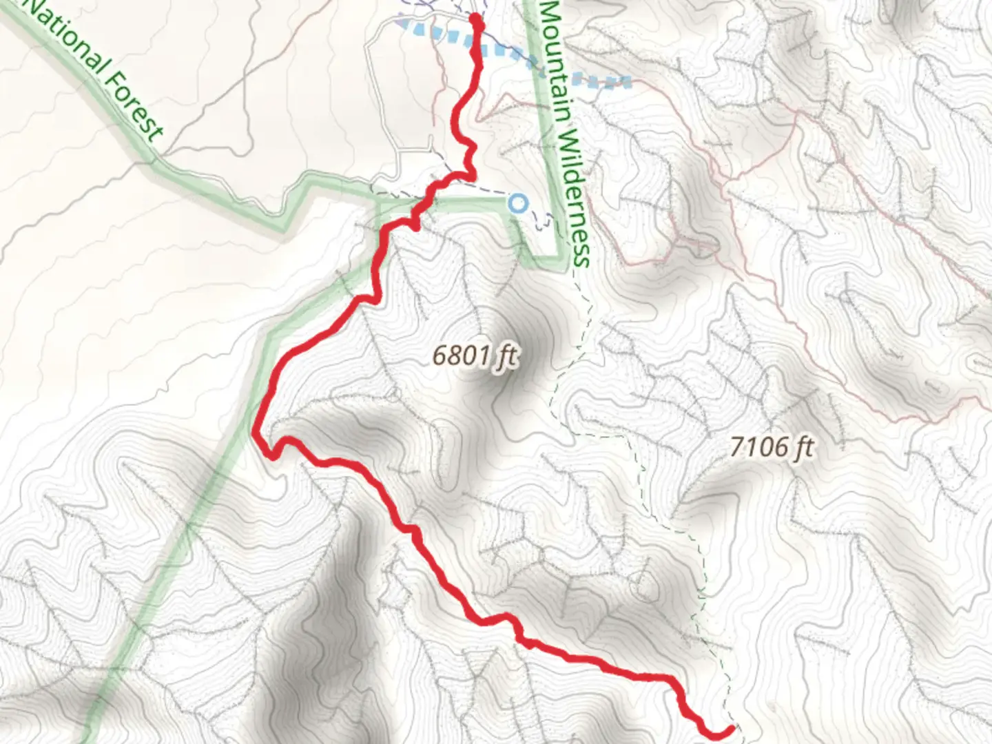 An image depicting the trail Tightrope and Del Agua Trail and its surrounding area.