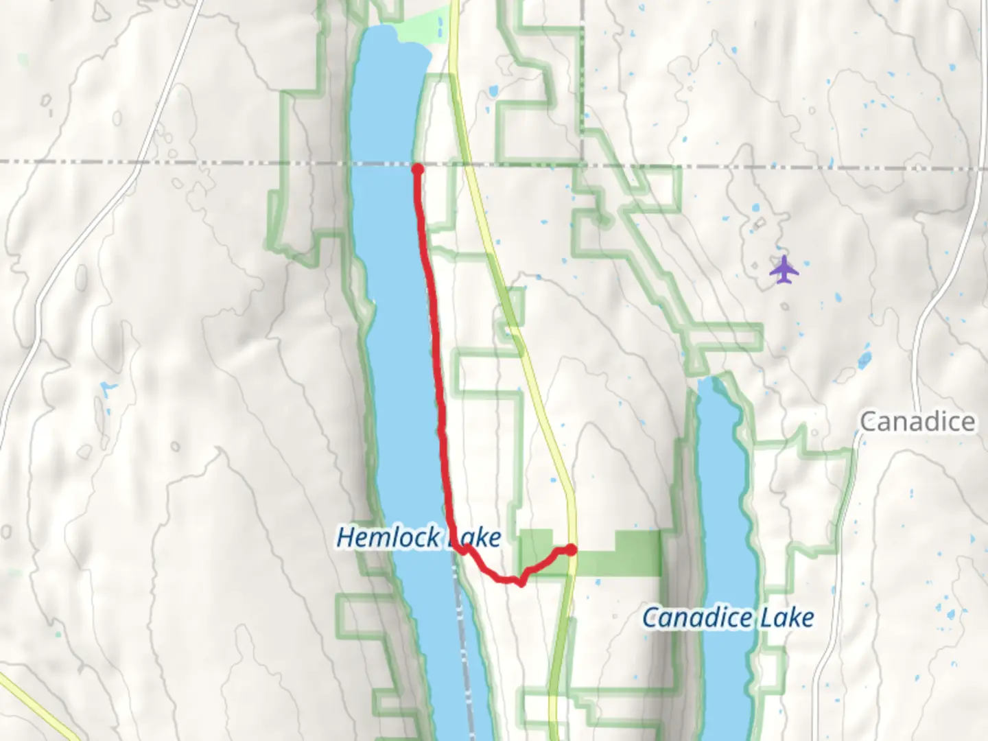 An image depicting the trail Hemlock Lake and Rob's Trail and its surrounding area.