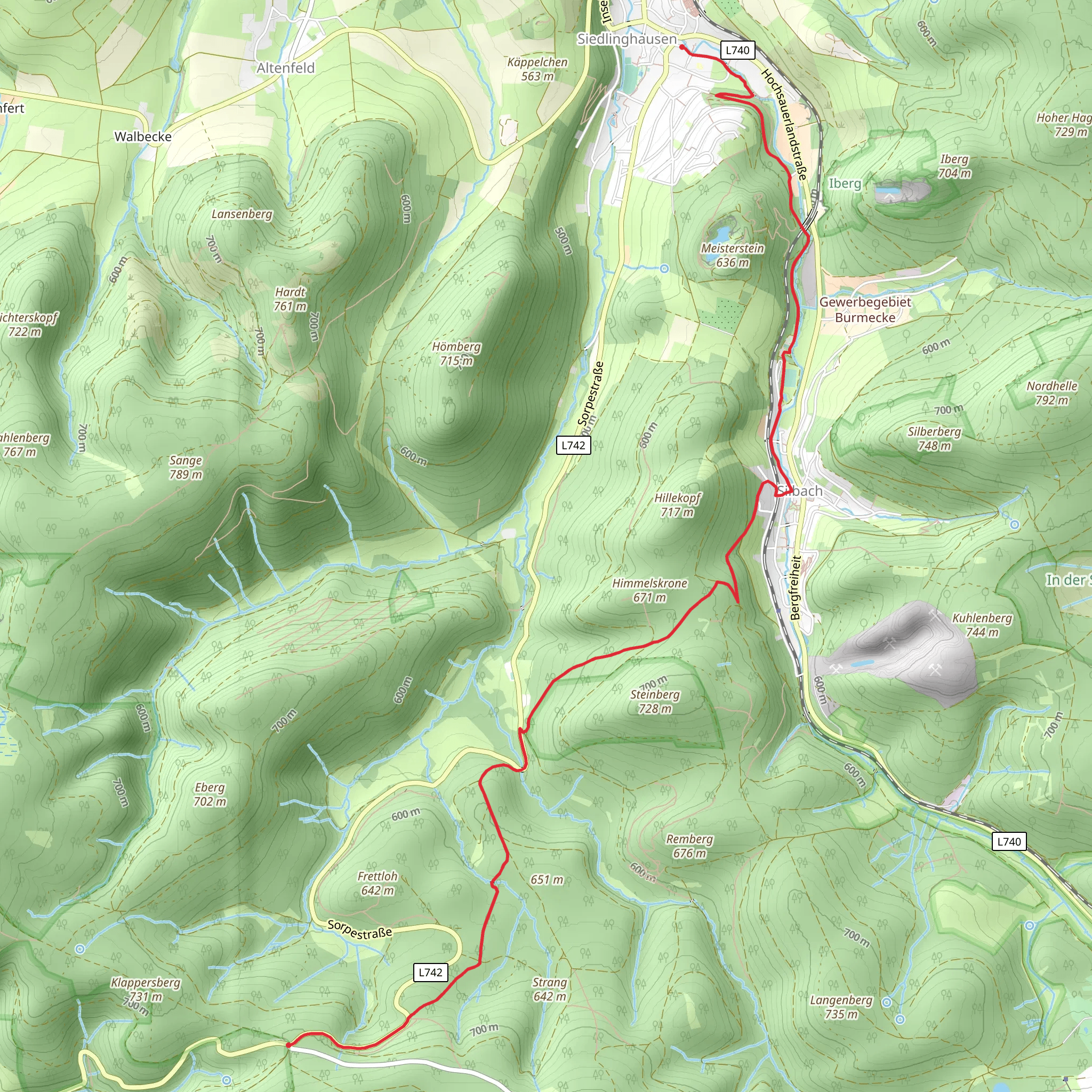 Großes Bildchen to Siedlinghausen via Winterberger Hochtour and Rothaarweg mobile static map