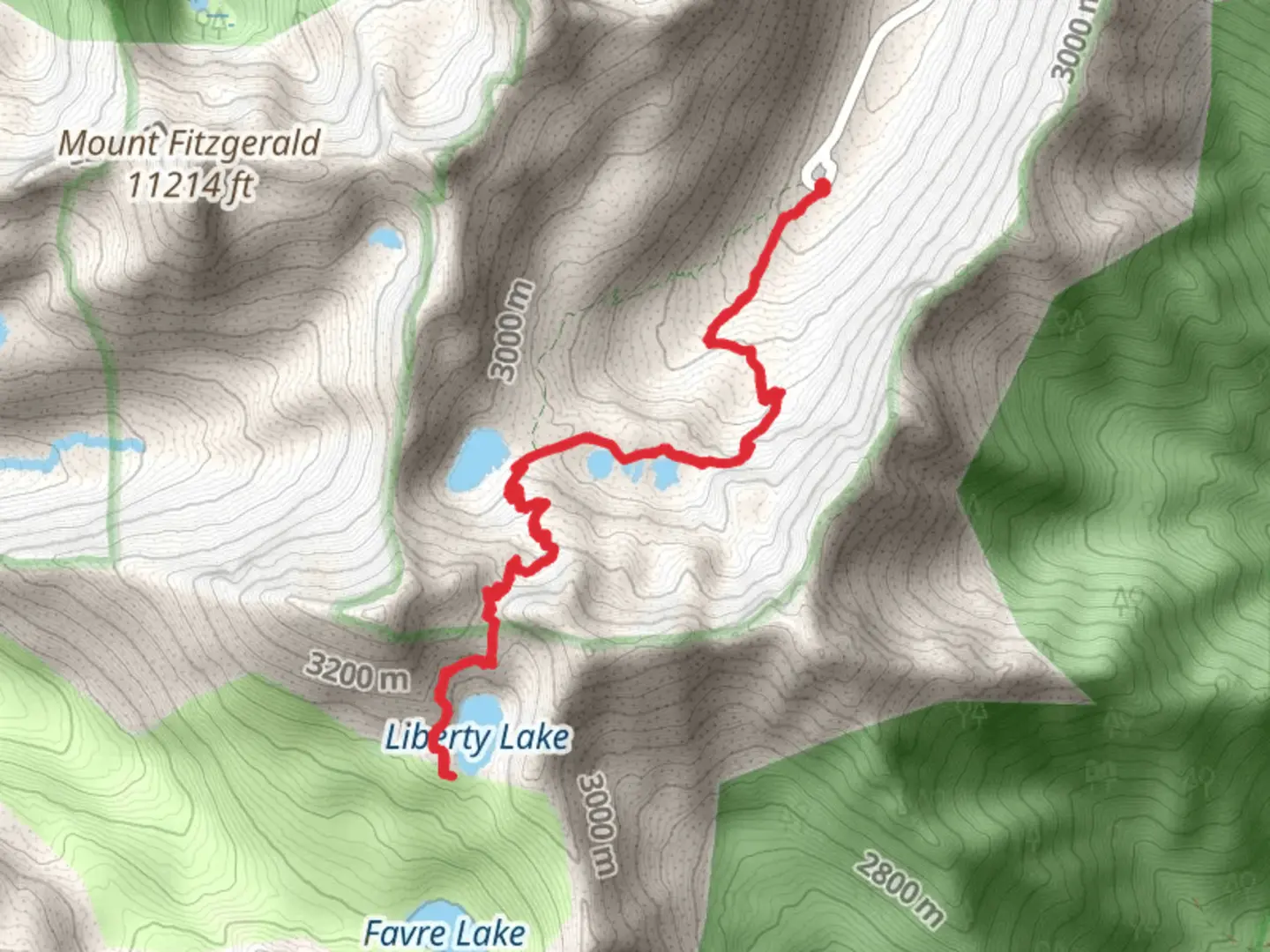 An image depicting the trail Liberty Lake, Lamoille Lake and Dollar Lakes and its surrounding area.