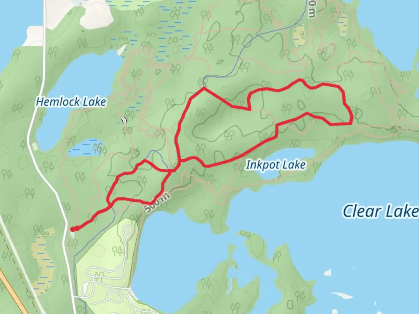 An image depicting the trail Inkpot Lake Northside Loop and its surrounding area.