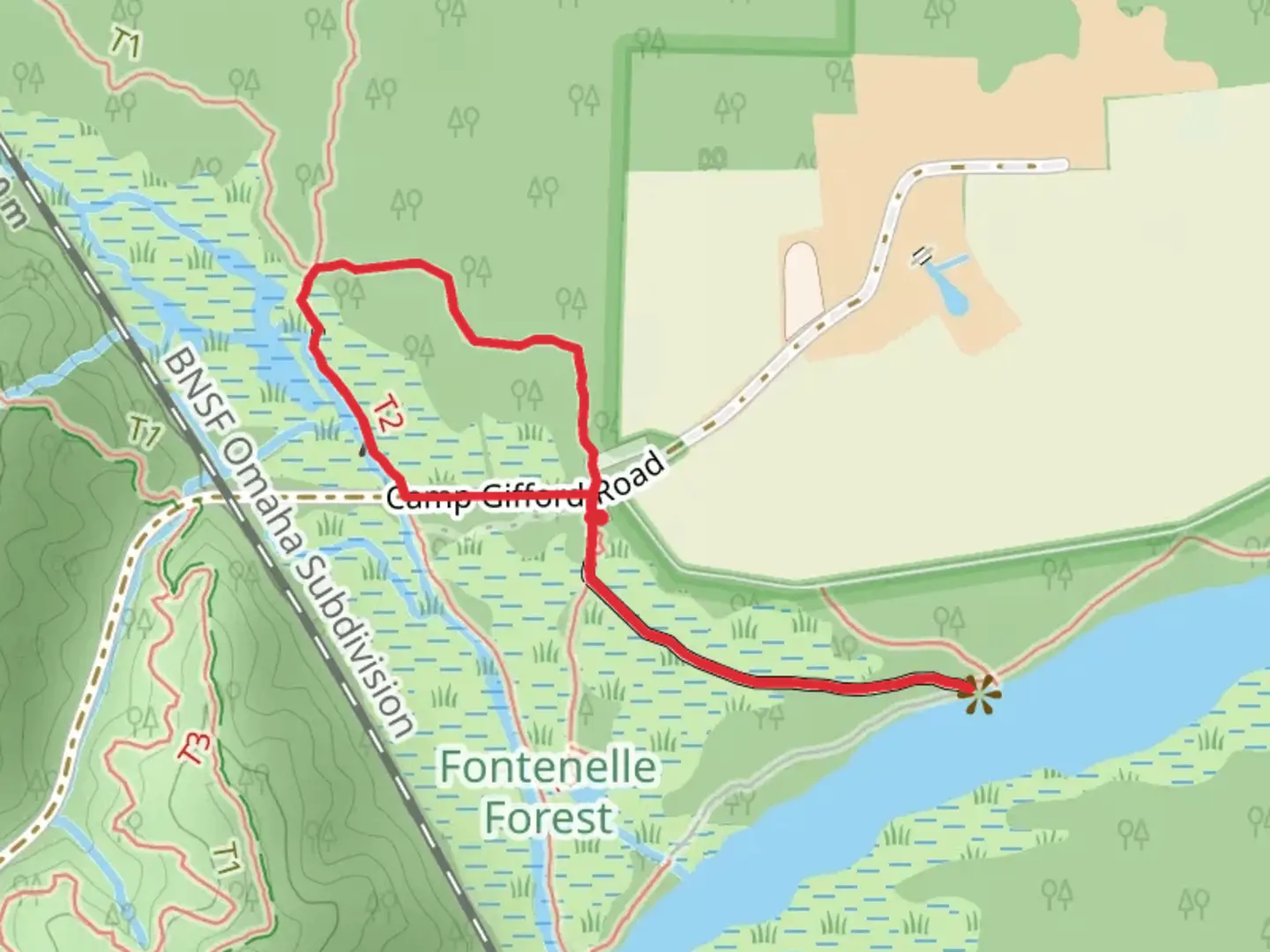 An image depicting the trail Cottonwood Trail and Gifford Memorial Boardwalk and its surrounding area.