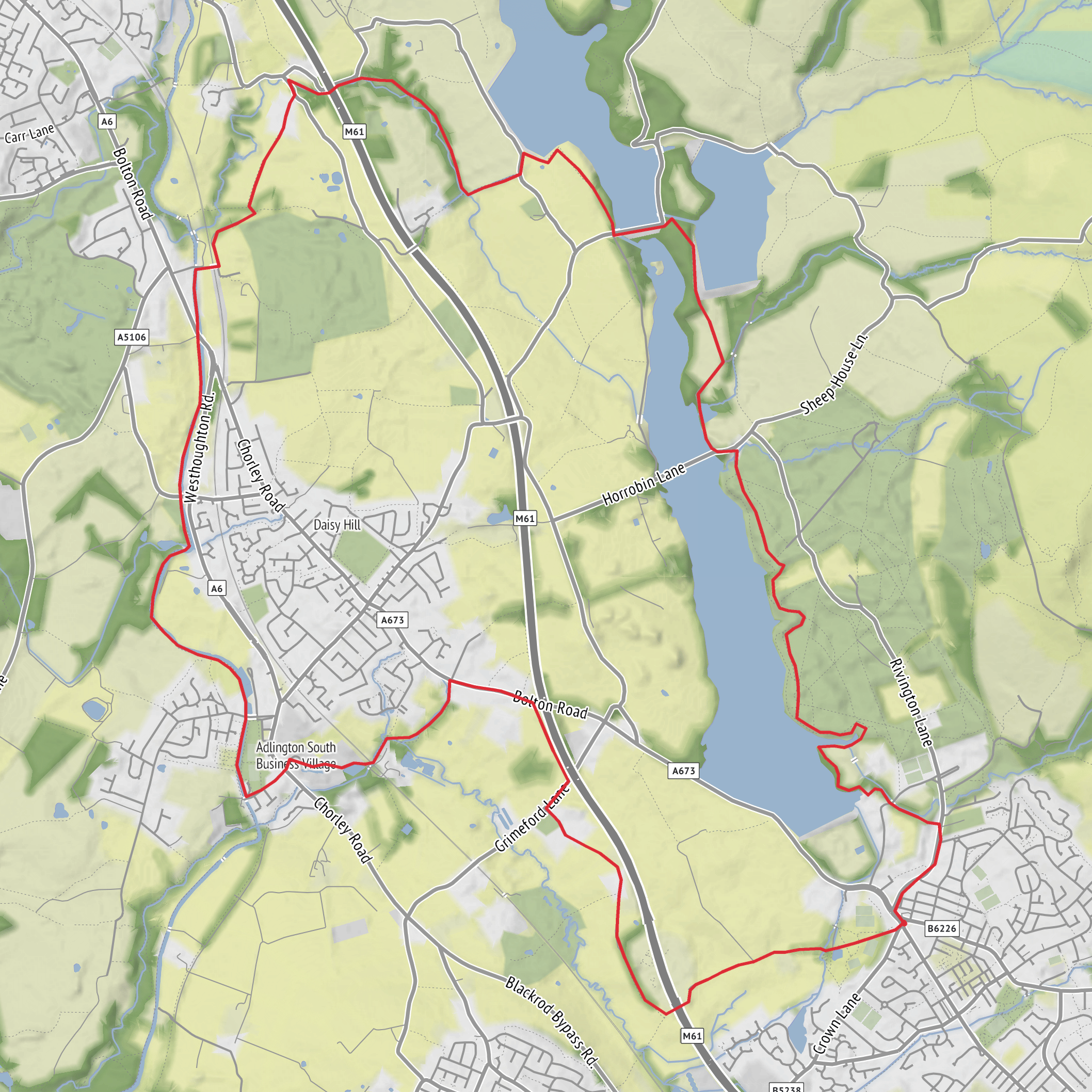 The Crown, Horwich to Limbrick Circular mobile static map