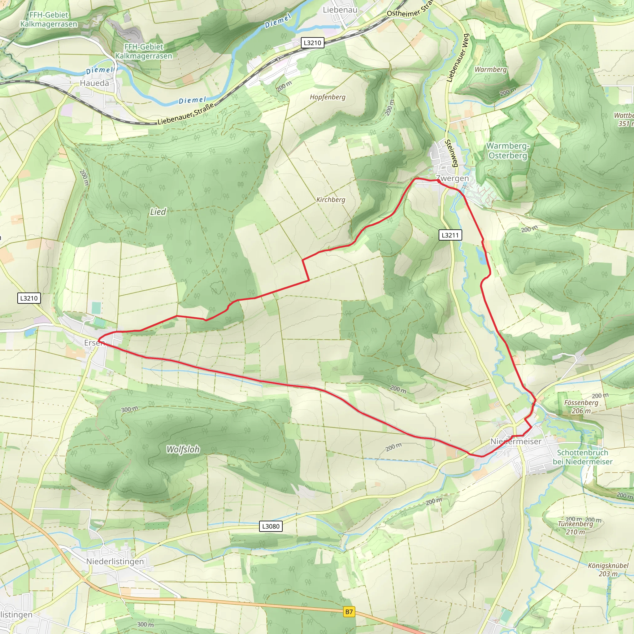 Niedermeiser and Liebenau Loop mobile static map