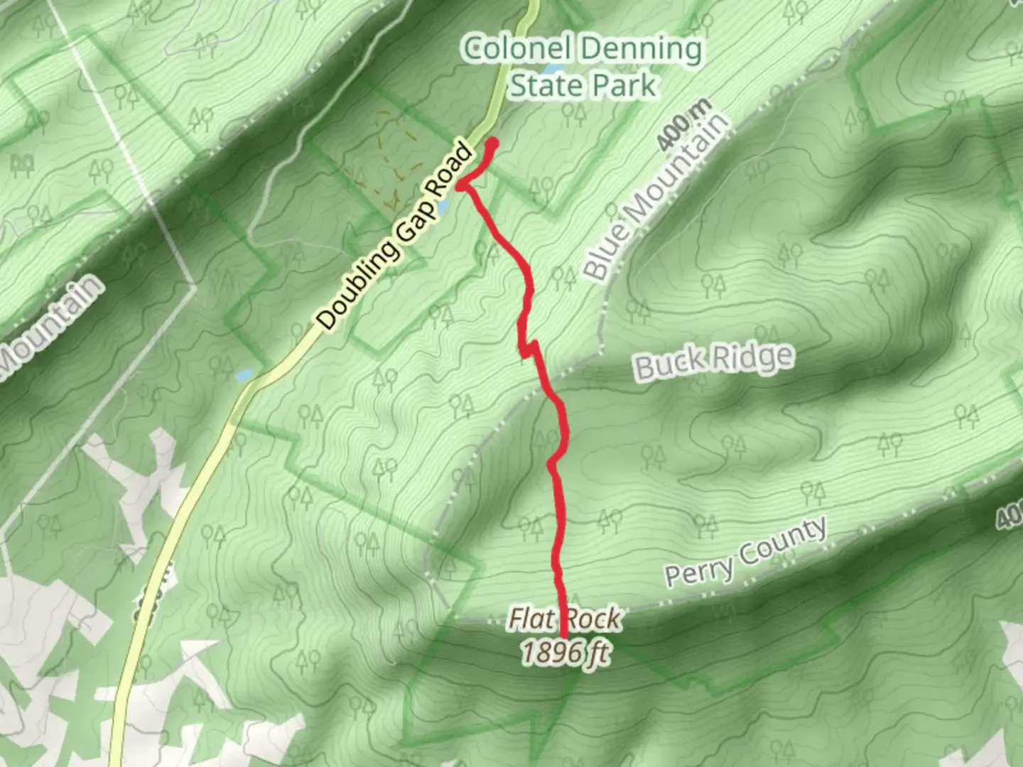 An image depicting the trail Flat Rock from Park Road and its surrounding area.