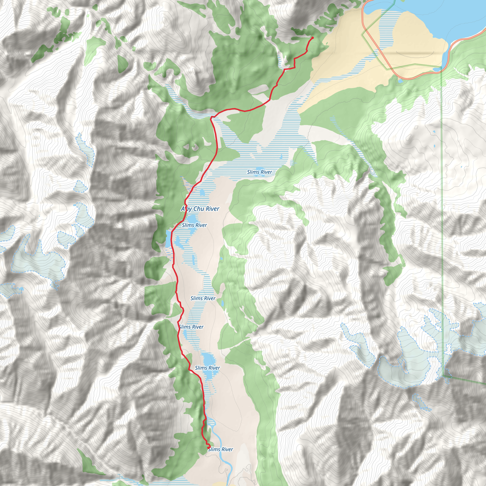 Slim's River West Trail mobile static map