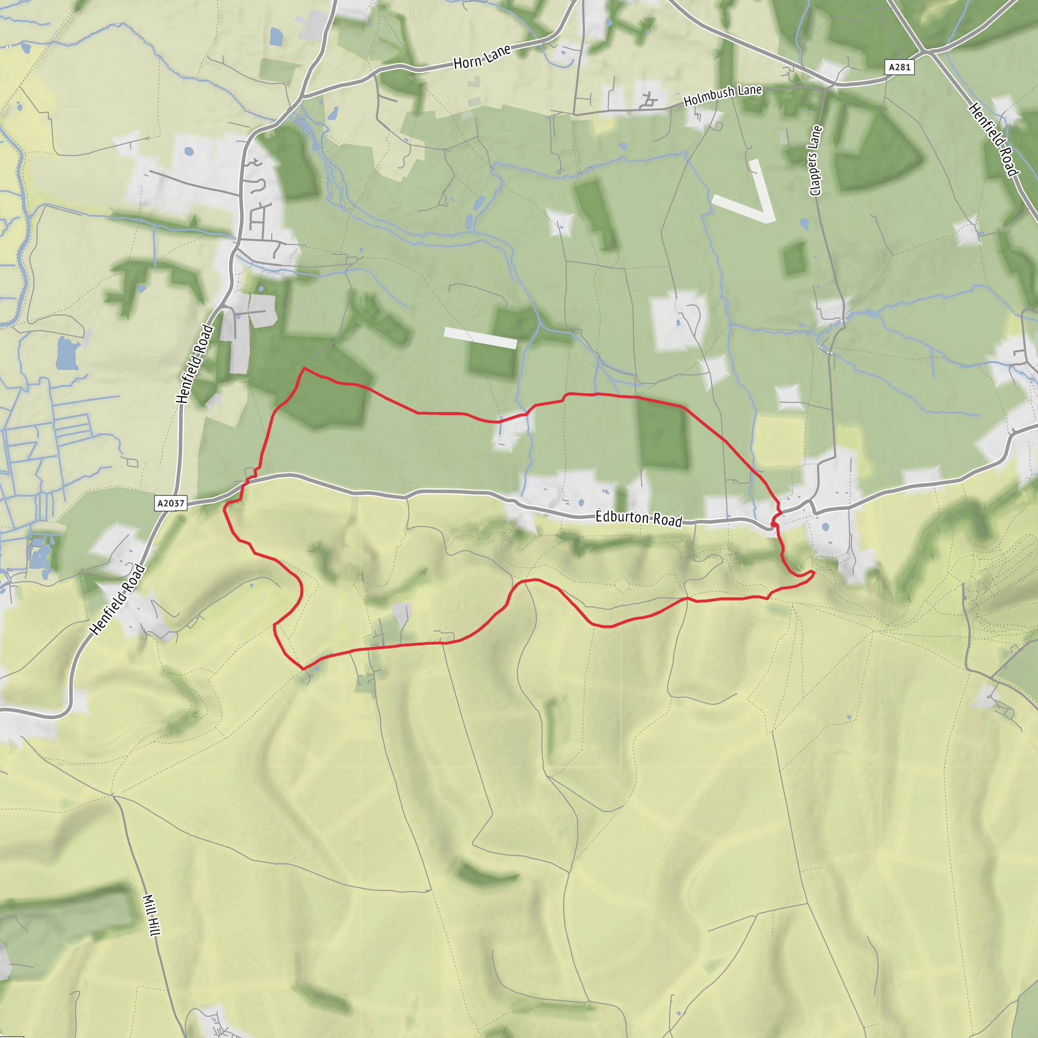 Longlands Wood, Tottington Mount and Edburton Hill Loop mobile static map