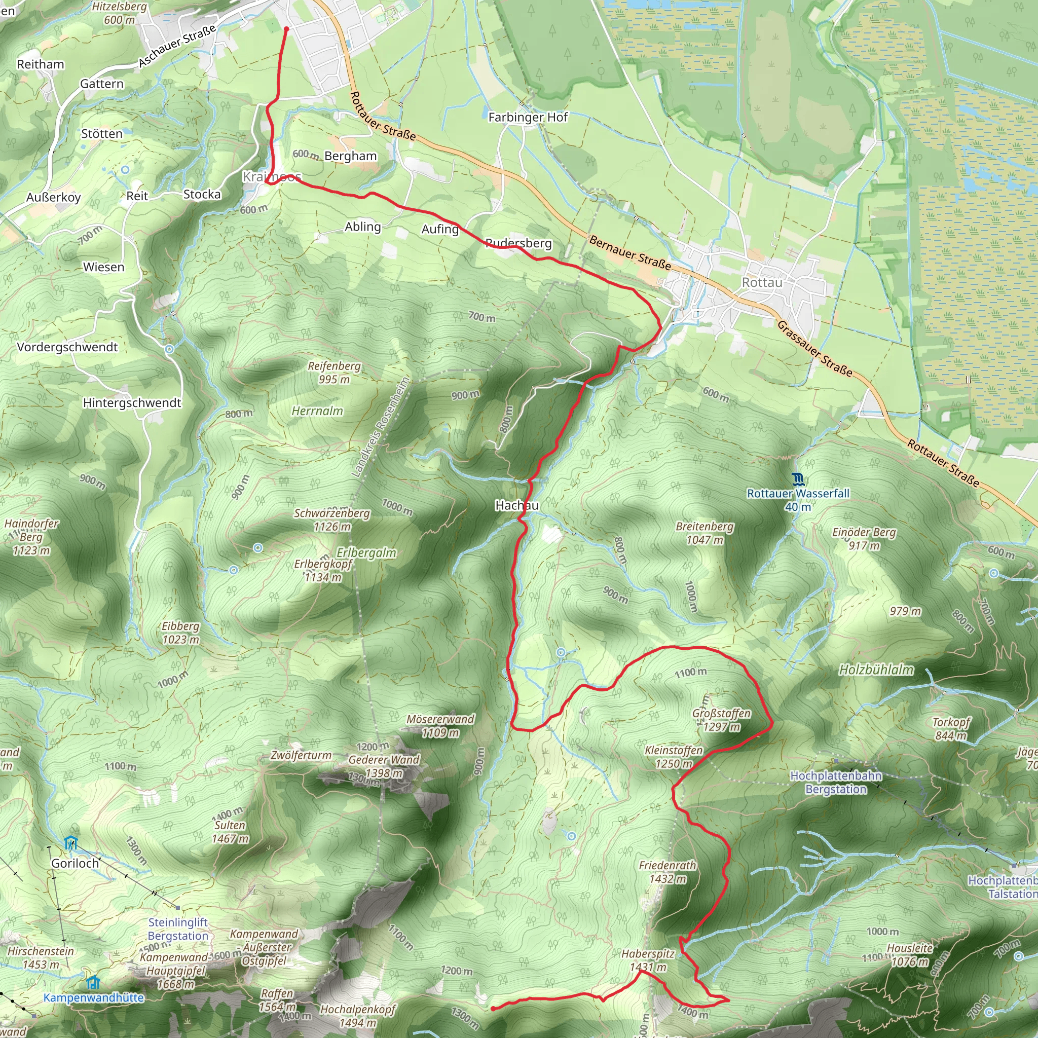Piesenhauser Hochalm to Bernau am Chiemsee walk via Haberspitz mobile static map