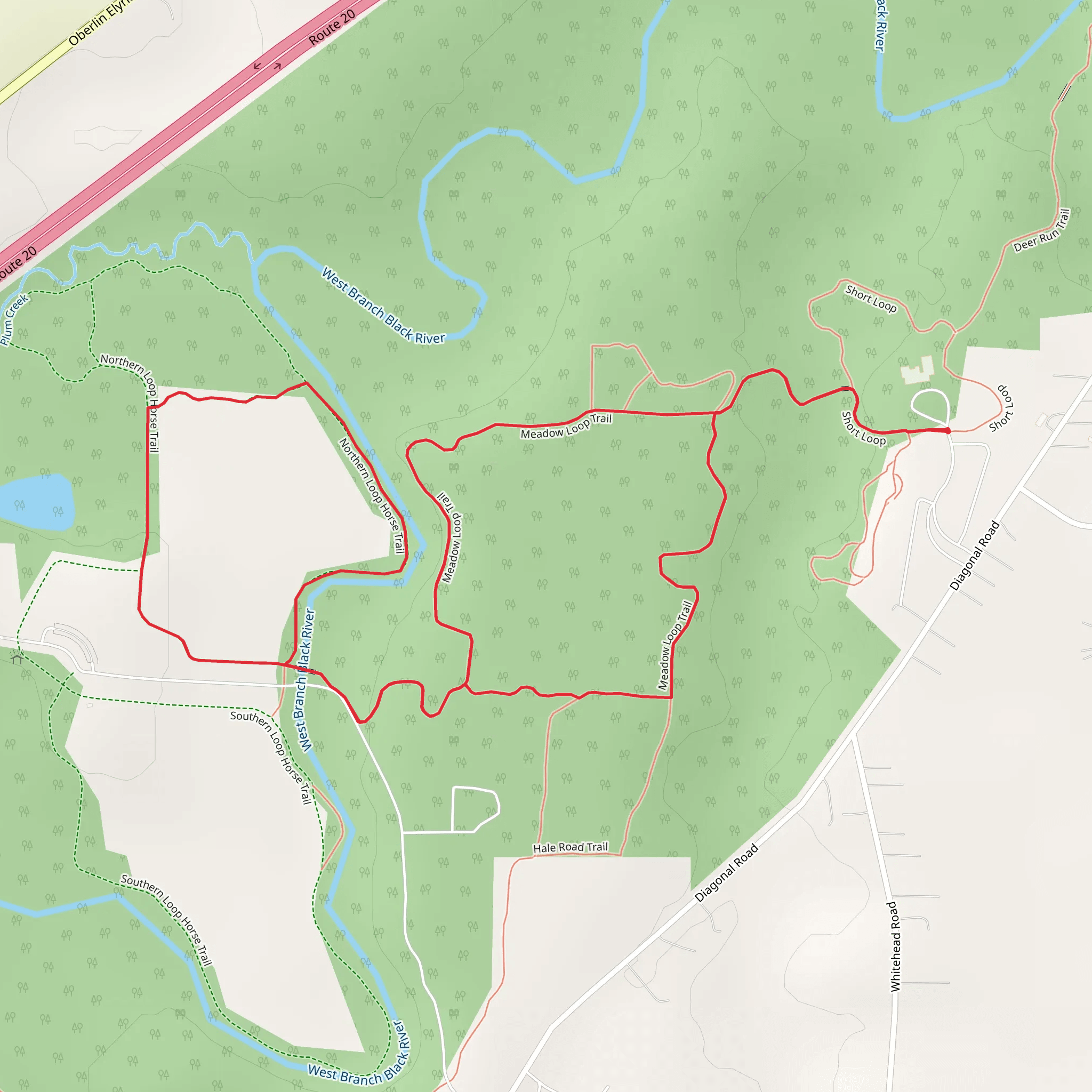Meadow Loop Trail and Northern Loop Horse Trail mobile static map