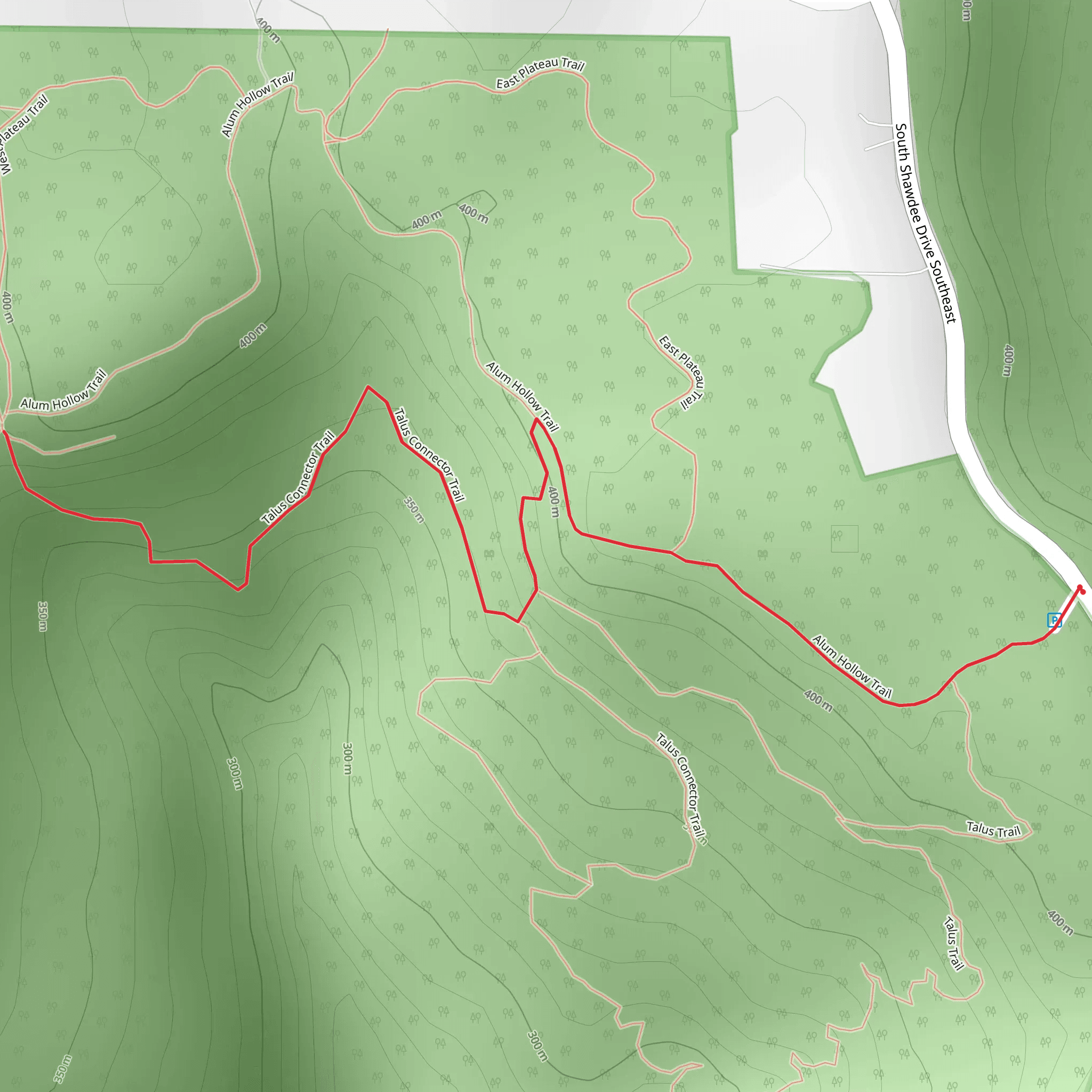 Alum Hollow Trail and Talus Connector Trail mobile static map