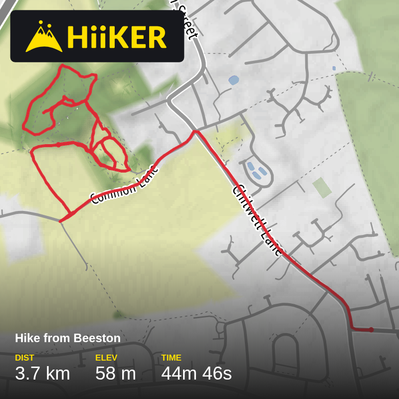 A map preview of the recording Hike from Beeston.