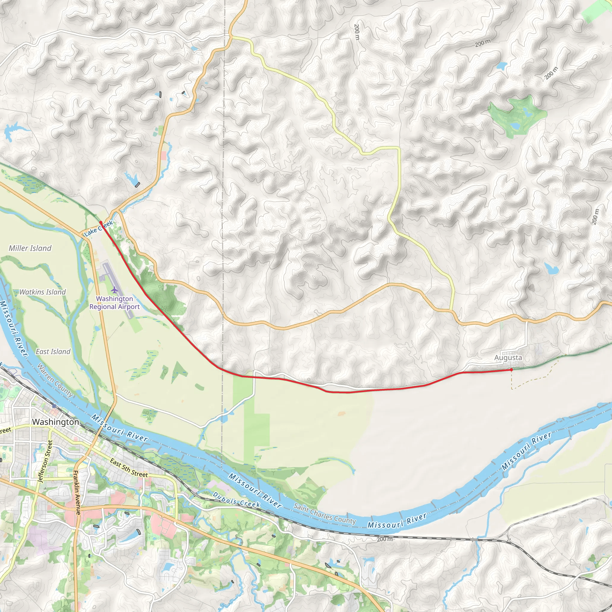 Dutzow to Augusta via Katy Trail mobile static map