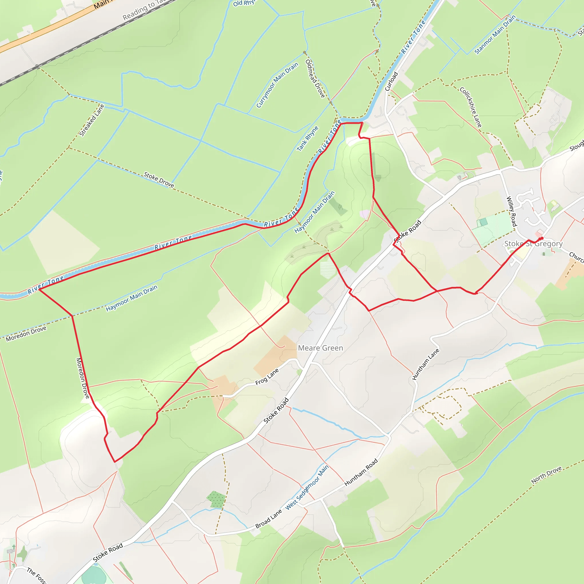 River Tone from Stoke St Gregory mobile static map
