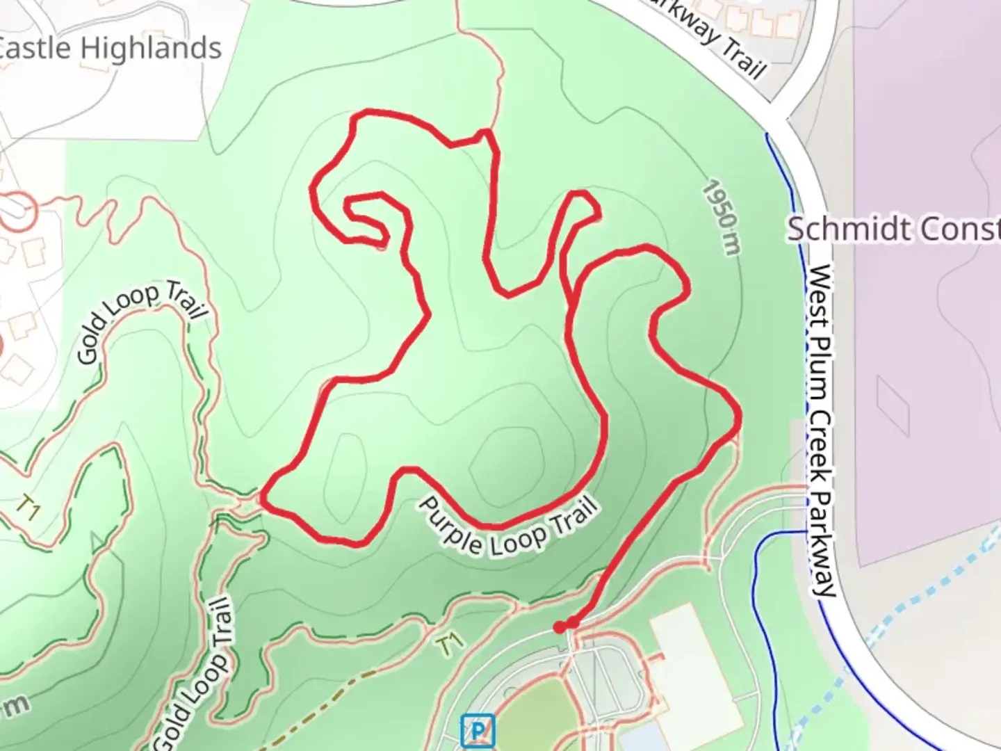 An image depicting the trail Purple Loop and Access Loop Trail and its surrounding area.