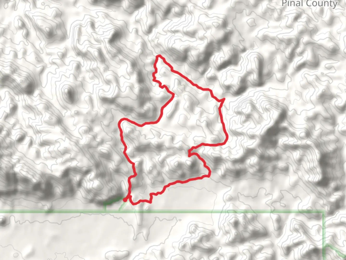 An image depicting the trail Bluff Spring Trail, Red Tanks Trail and Dutchman LoopTrail and its surrounding area.
