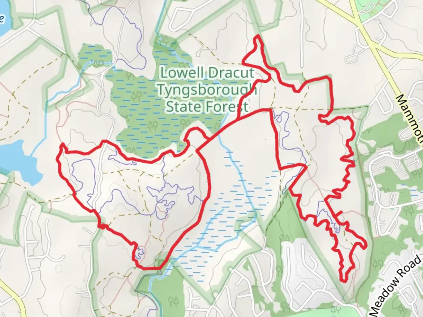 An image depicting the trail Lowell - Dracut Connector and Upper Valley Trail and its surrounding area.