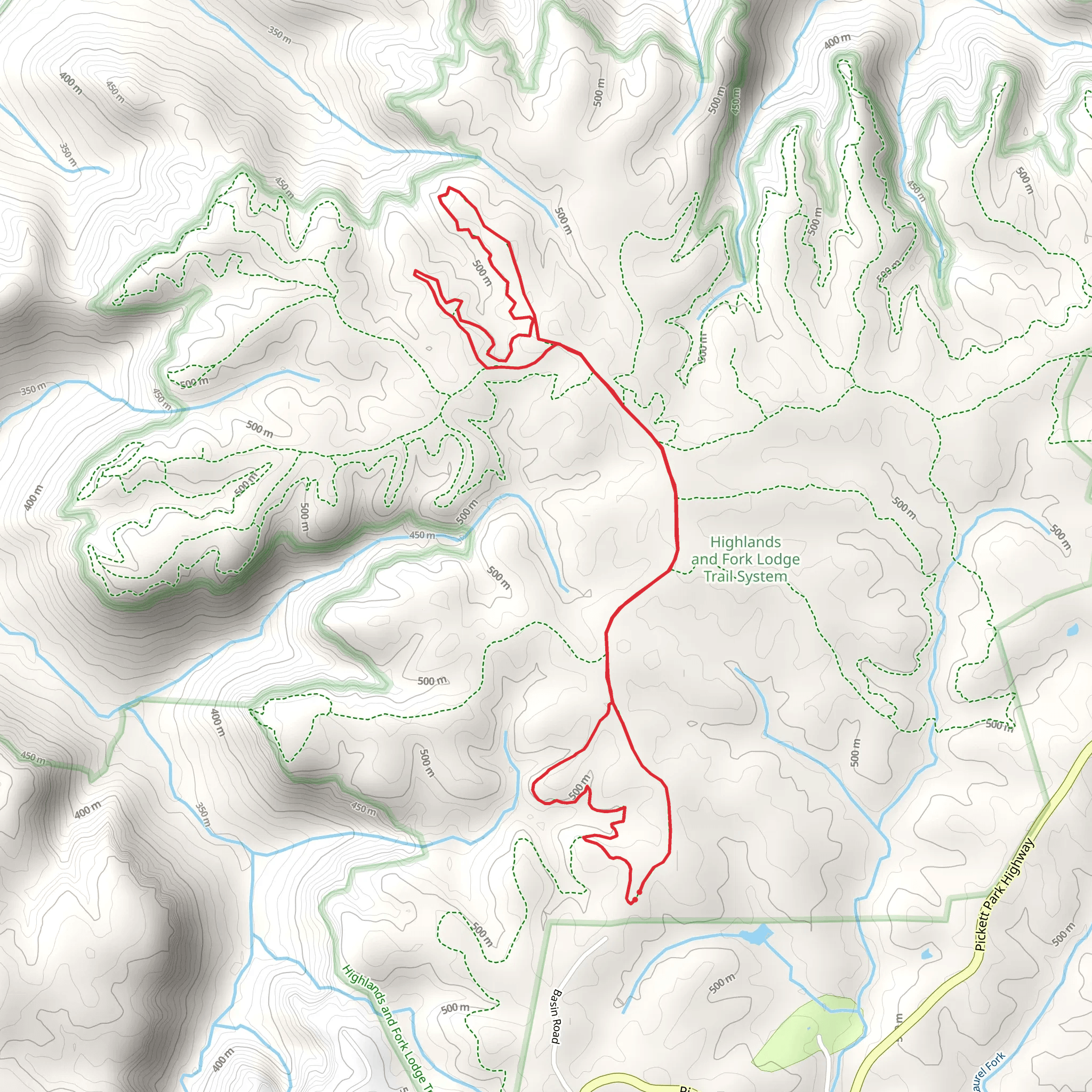 Highlands and Fork Lodge Trail System mobile static map