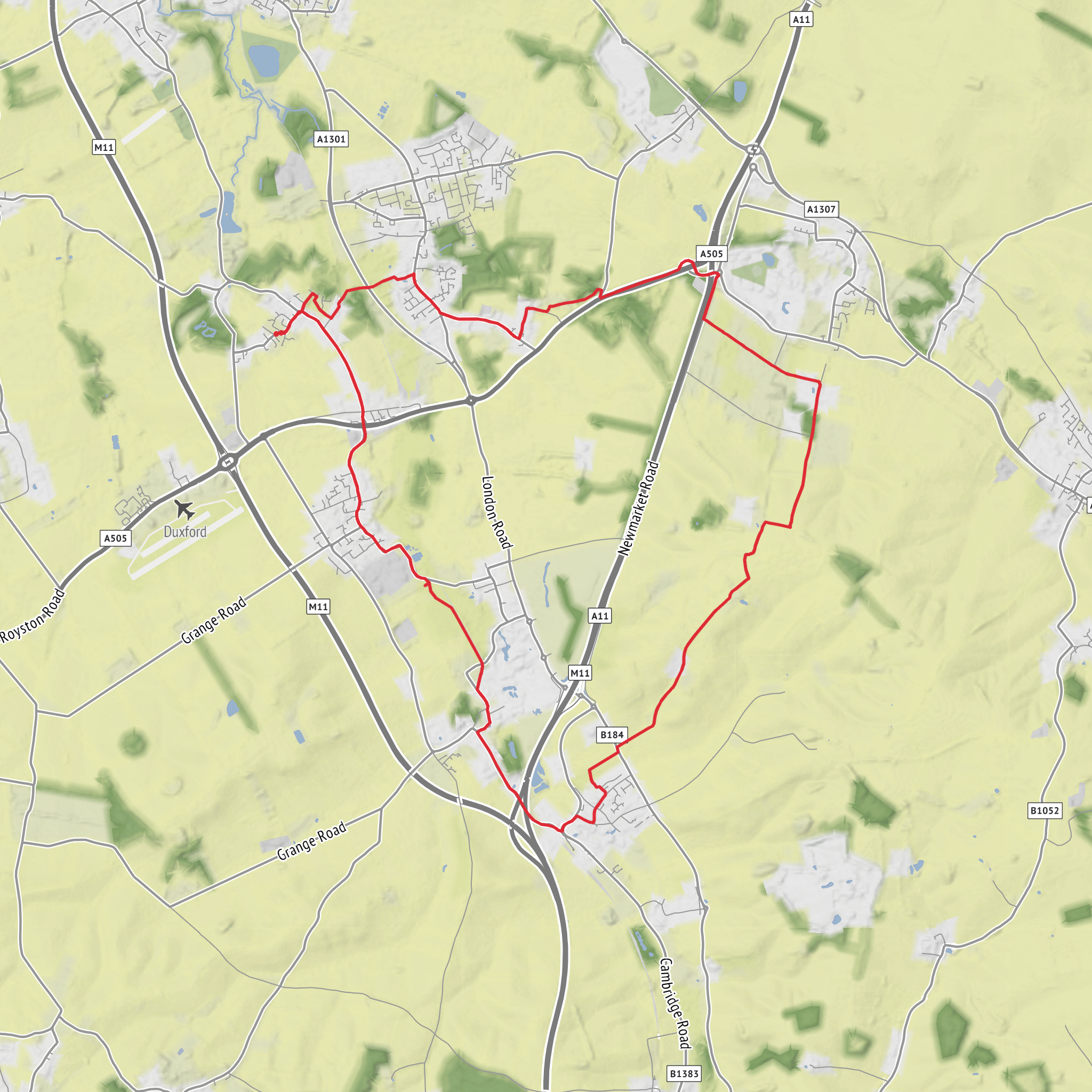 Hike from Whittlesford mobile static map