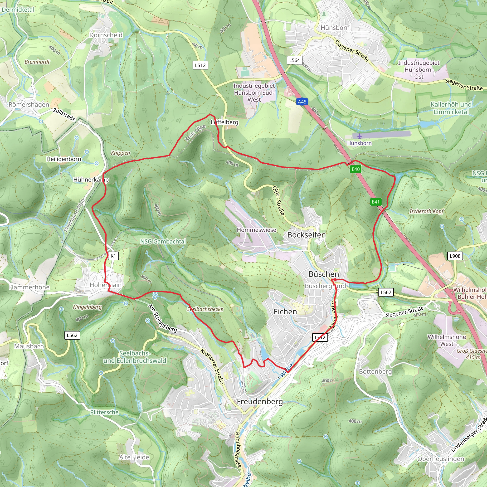 Büscher Weiher and Wendinger See via Wendener Rundweg mobile static map