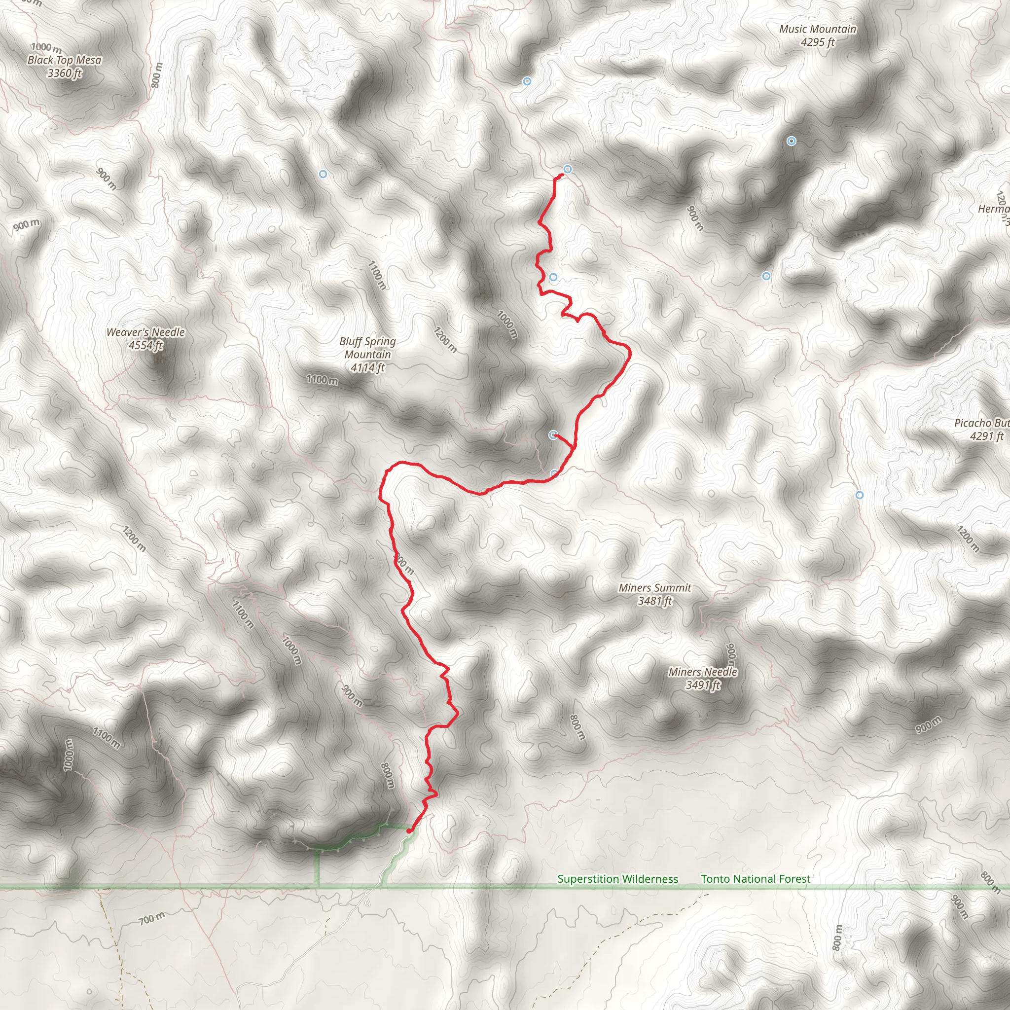 Bluff Spring and Dutchman Trail mobile static map