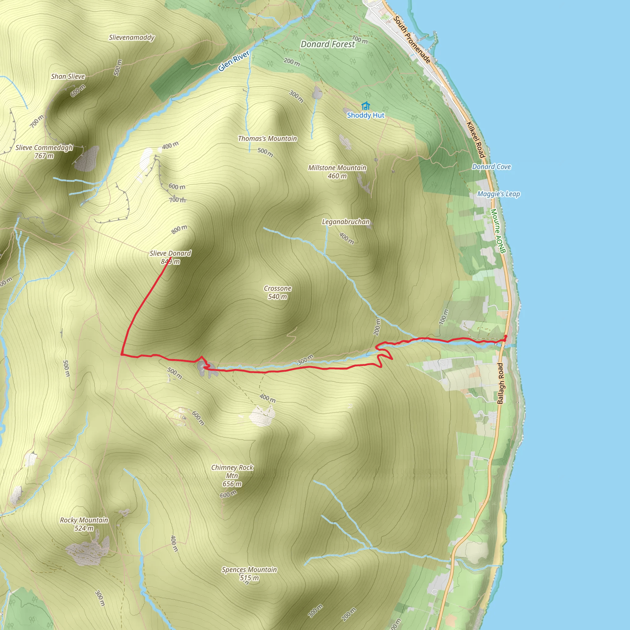Slieve Donard from Bloody Bridge mobile static map