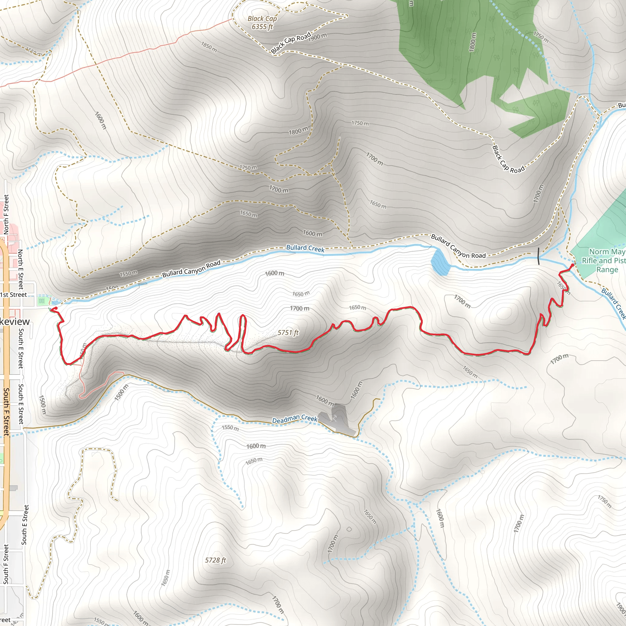 Bullard Canyon Trail mobile static map