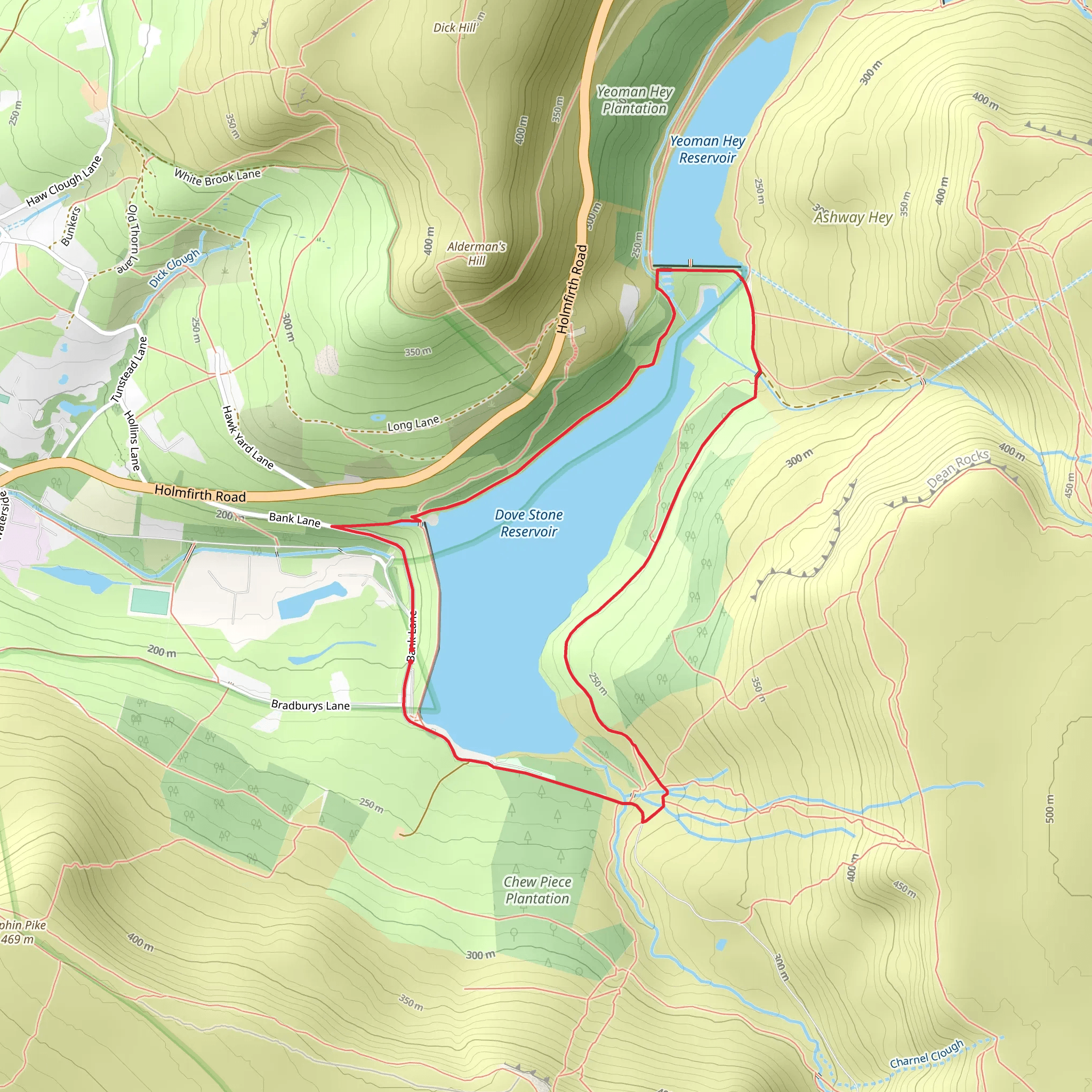 Dovestone Reservoir Loop mobile static map