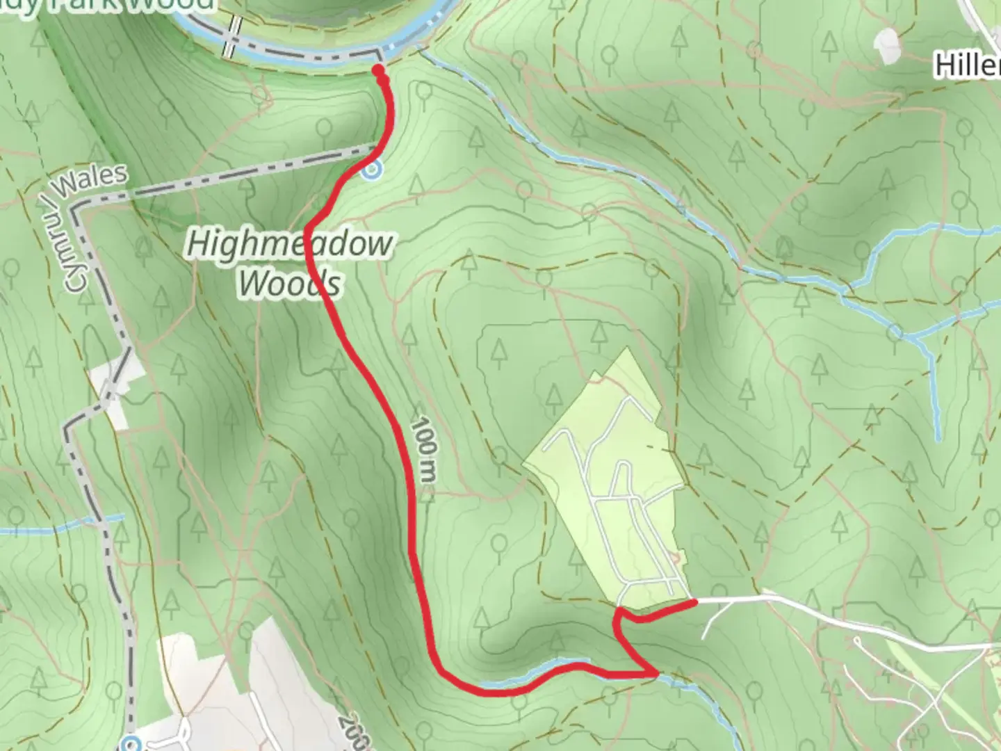 An image depicting the trail Highmeadow Woods Walk and its surrounding area.