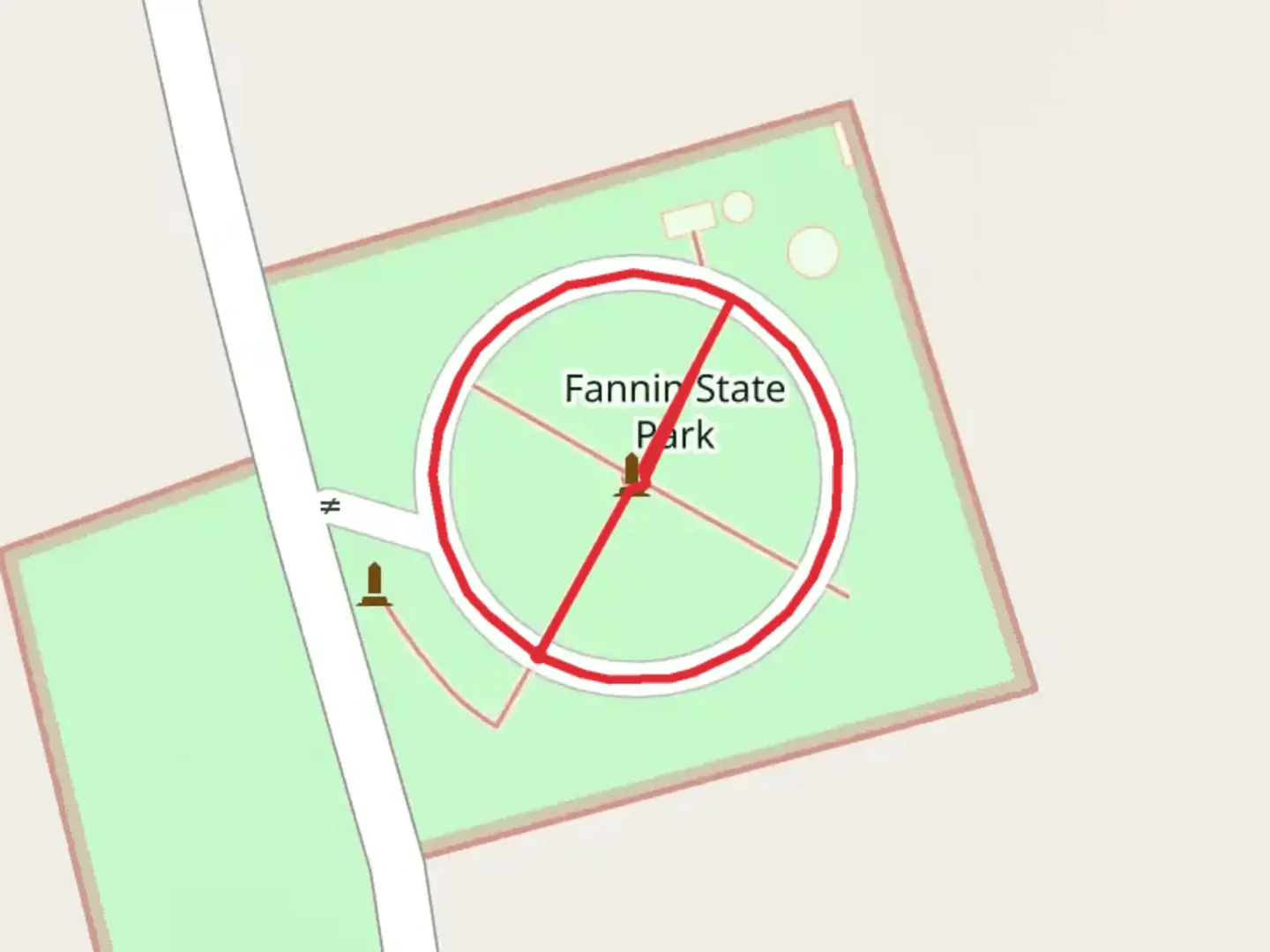 An image depicting the trail Fannin Battleground State Historic Site Loop and its surrounding area.