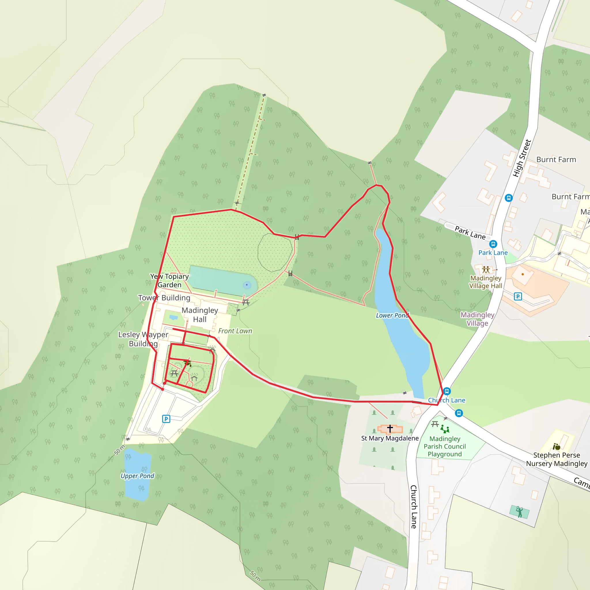 Madingley Hall Loop mobile static map