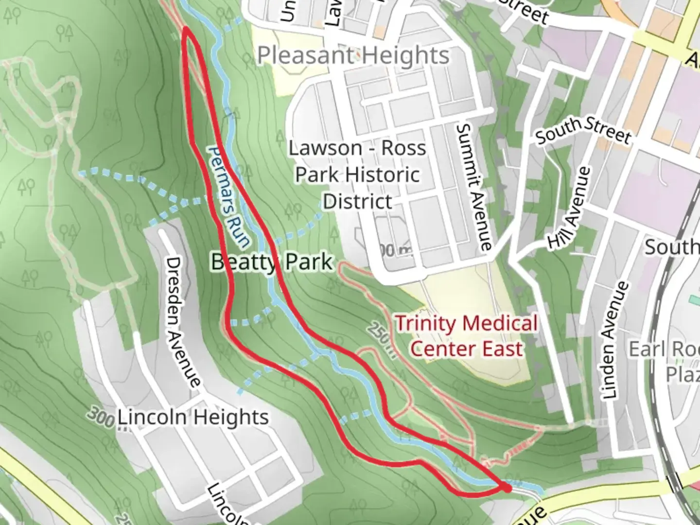 An image depicting the trail Old Stone Lodge and McCook Loop Trail and its surrounding area.