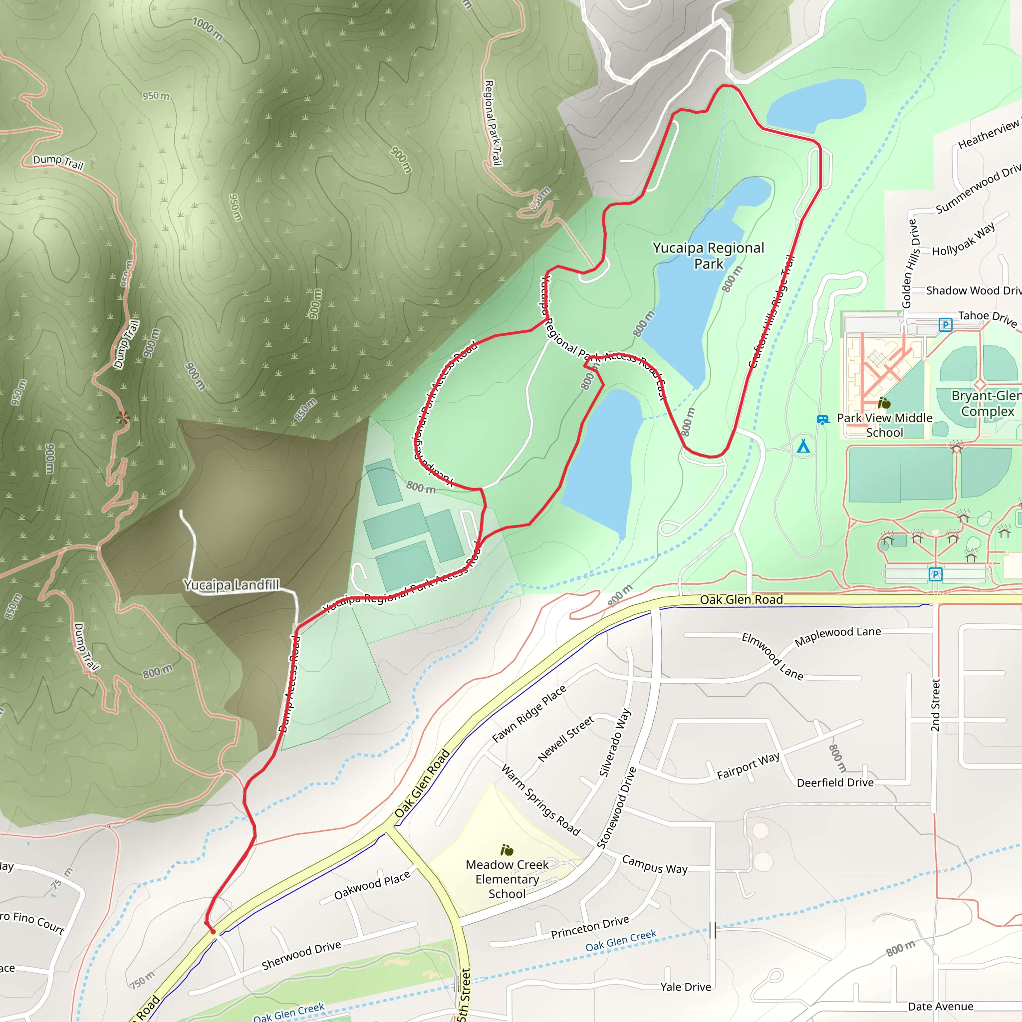 Yucaipa Regional Park Loop mobile static map