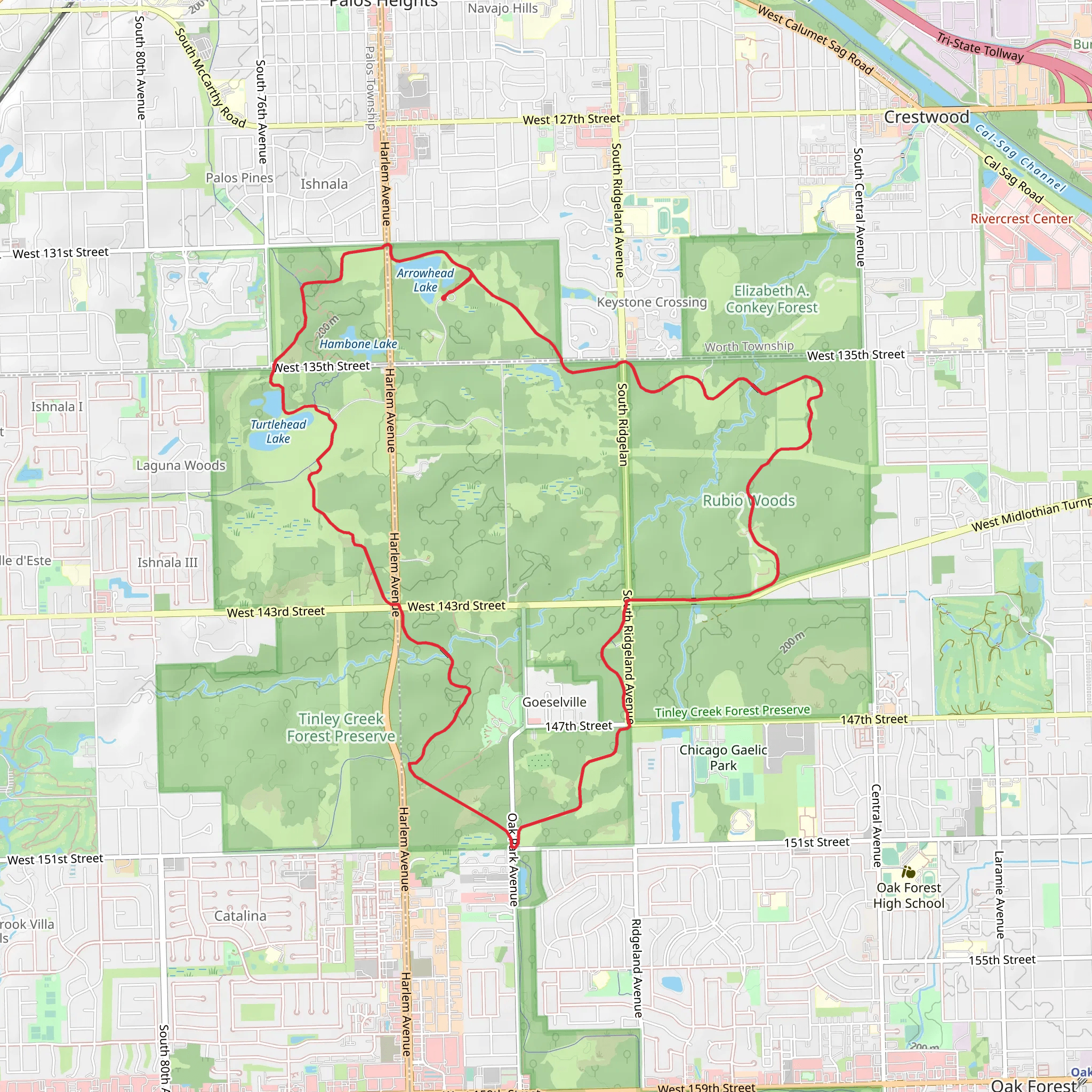 Tinley Creek Red Paved Loop mobile static map