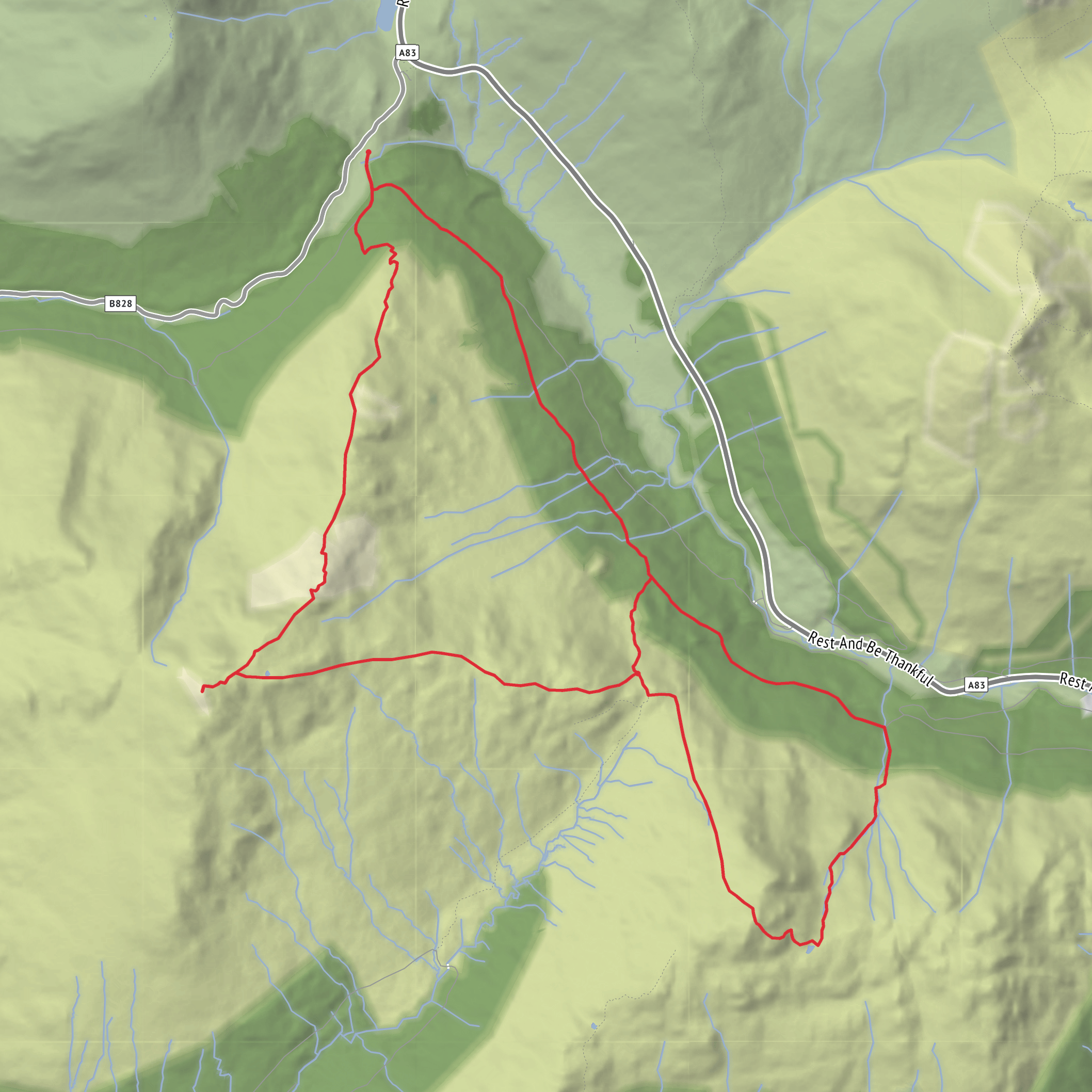 The Brack, Bealach Dubh - lic, Ben Donich and Coire Culach Loop mobile static map