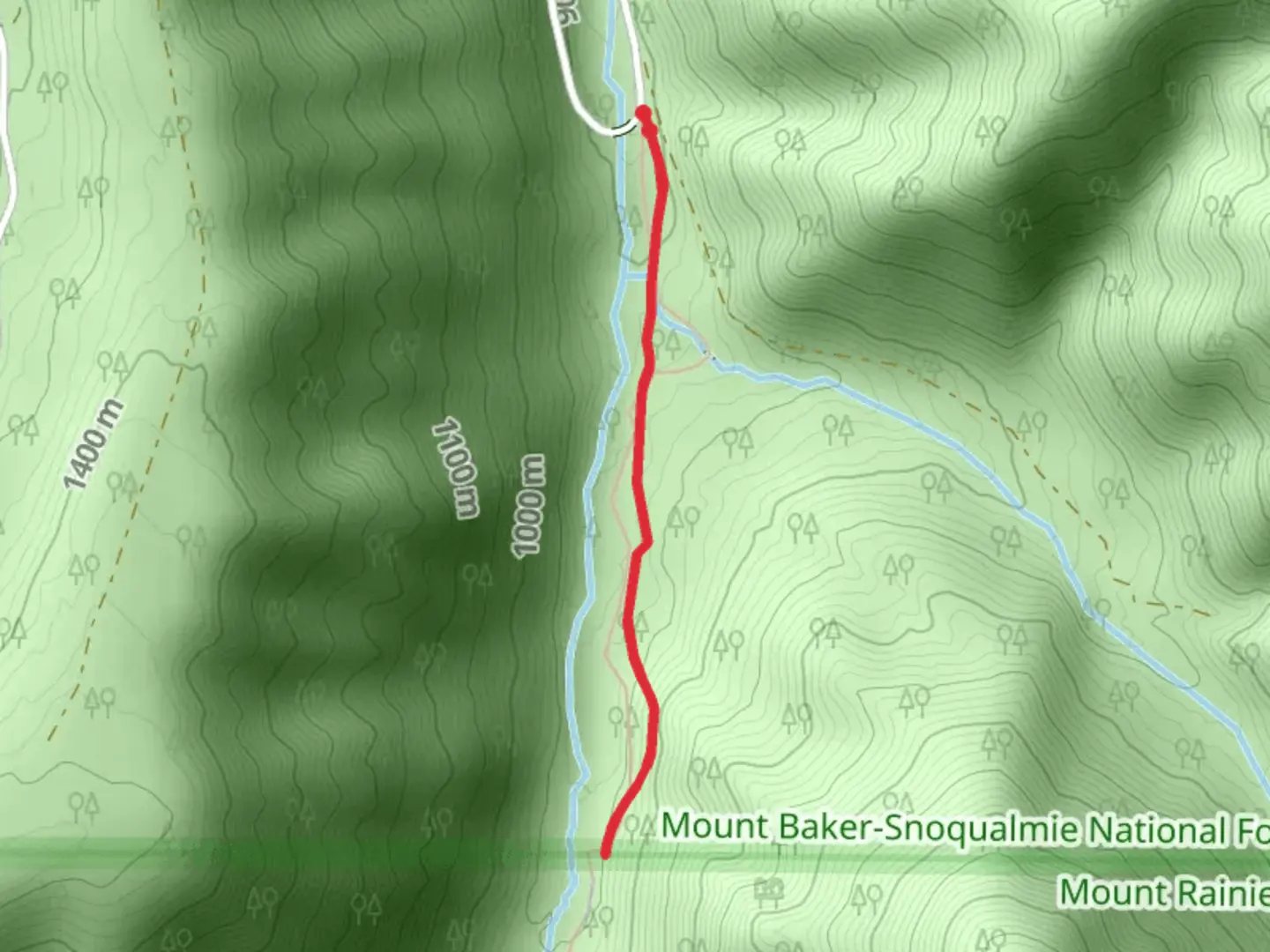An image depicting the trail Huckleberry Creek Trail and its surrounding area.