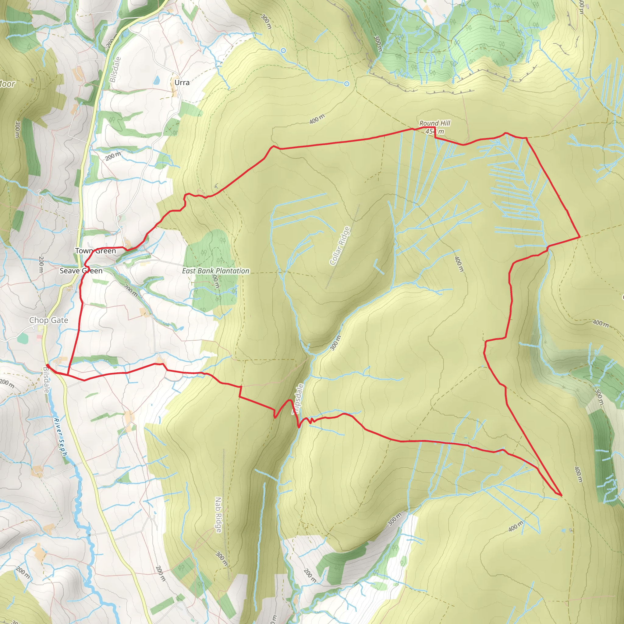 Round Hill and Stumps Cross from Chop Gate mobile static map