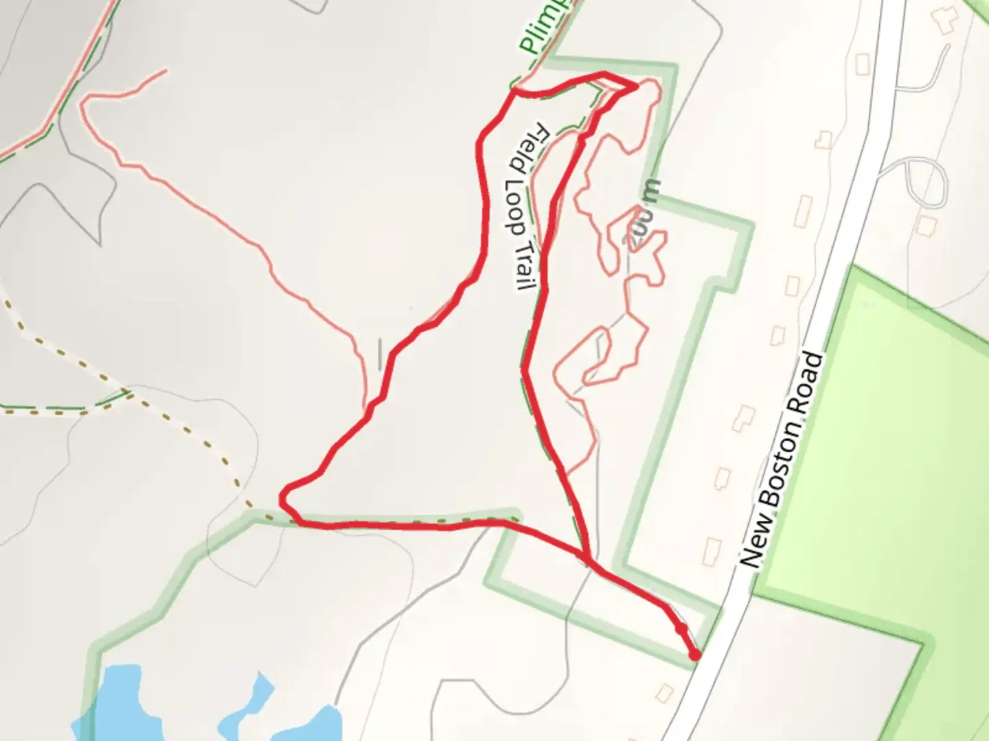 An image depicting the trail New Boston Loop and its surrounding area.