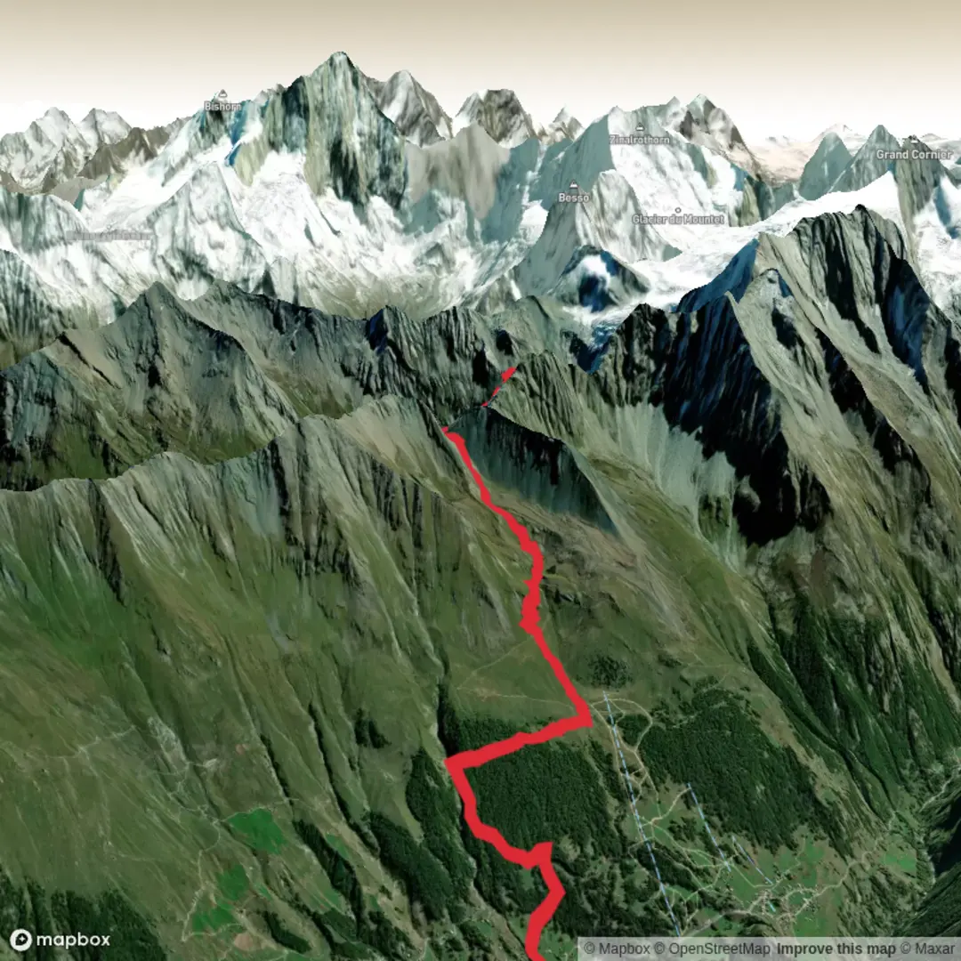 An image depicting the trail La Sage to Cabane De Moiry and its surrounding area.