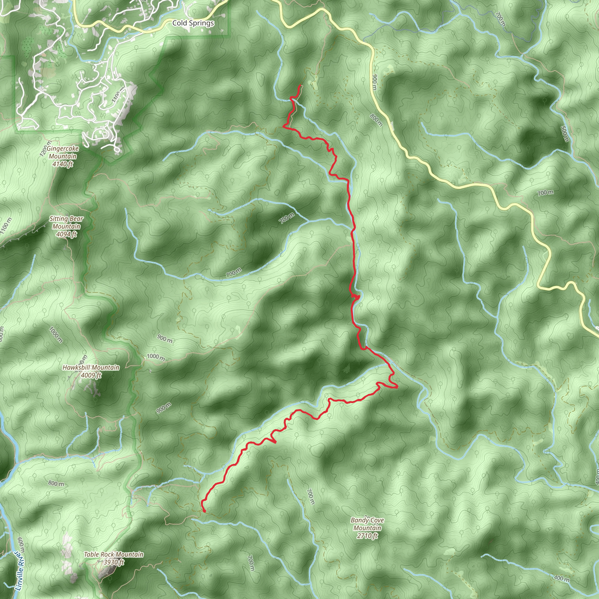 Mountains-to-Sea Trail from Rich Cove Road mobile static map