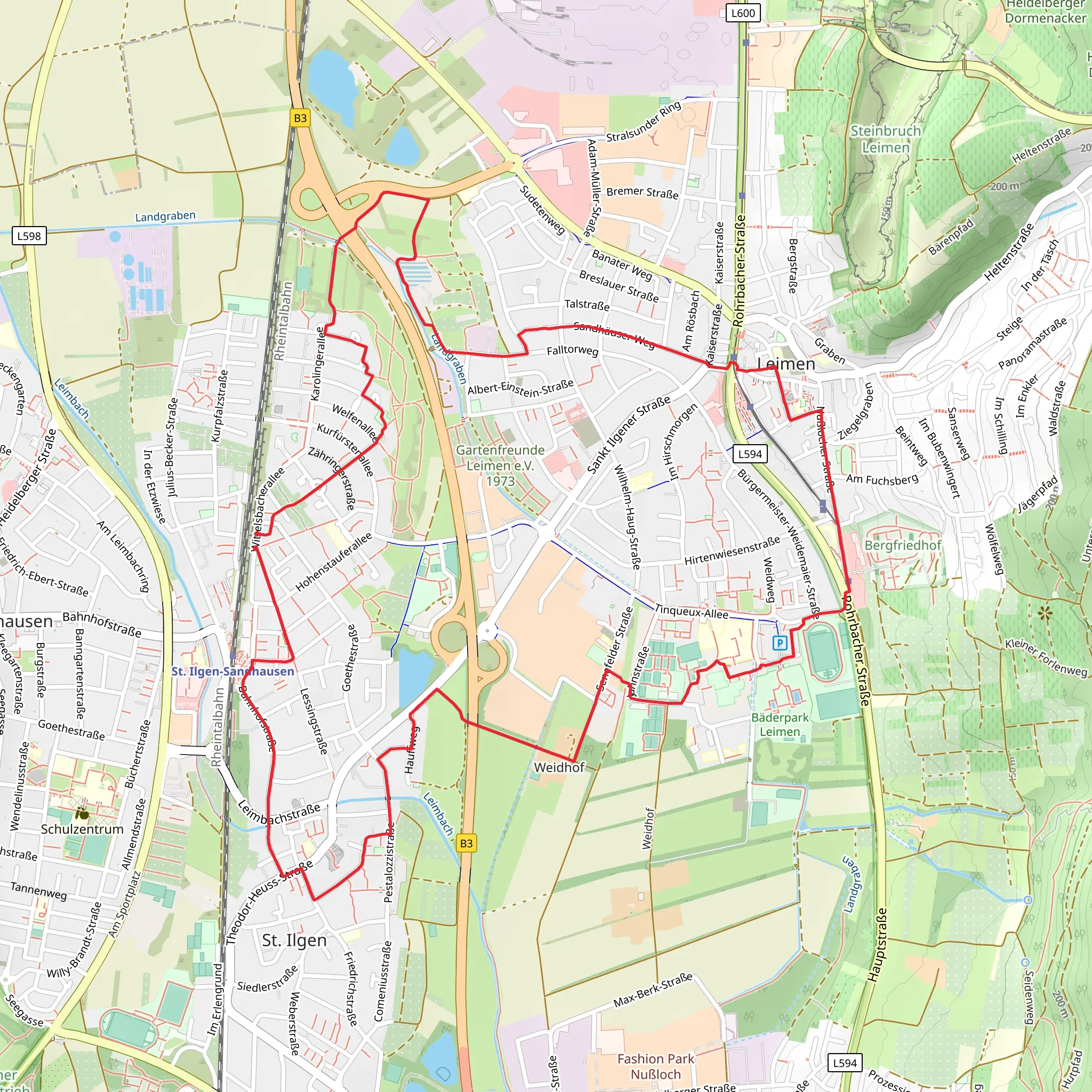 Sandhaeuser Weg and Nusslocher Strasse mobile static map