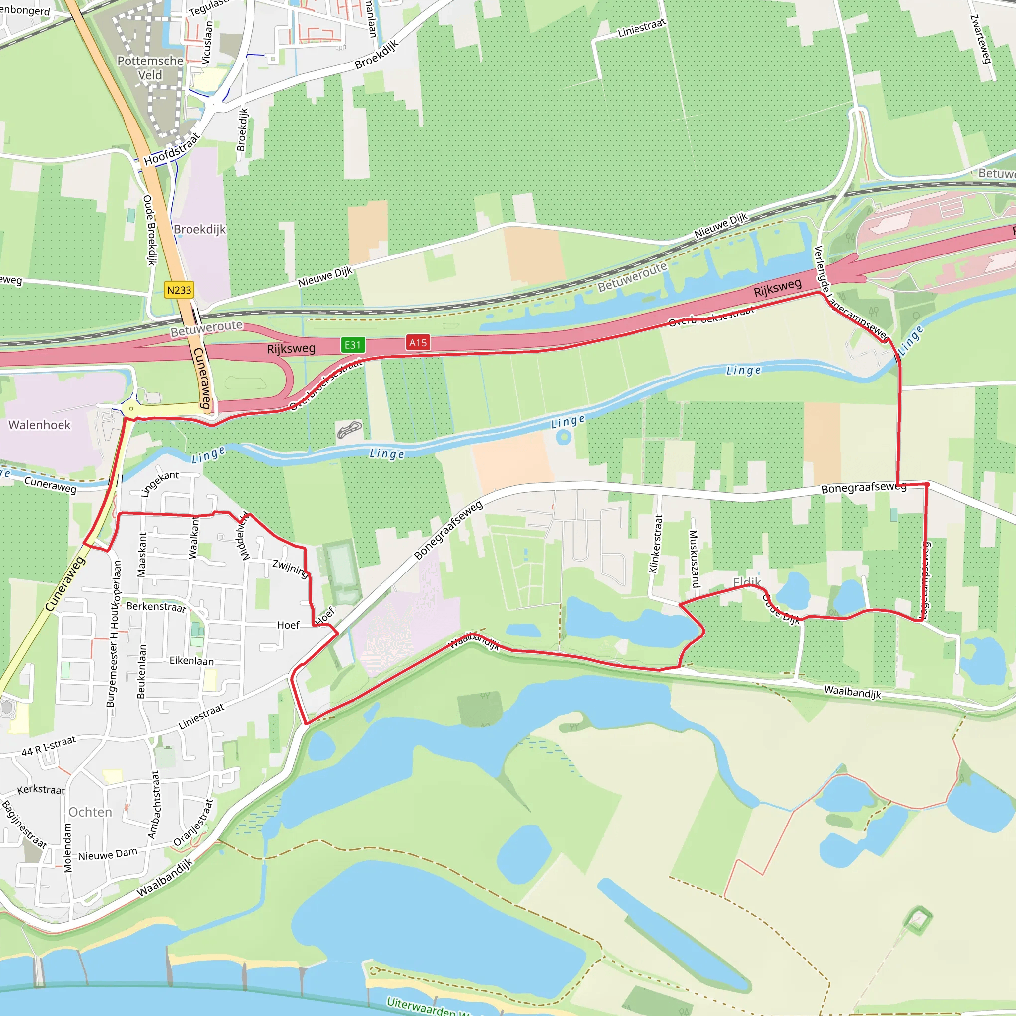 Waalbandijk and Overbroeksestraat Loop mobile static map