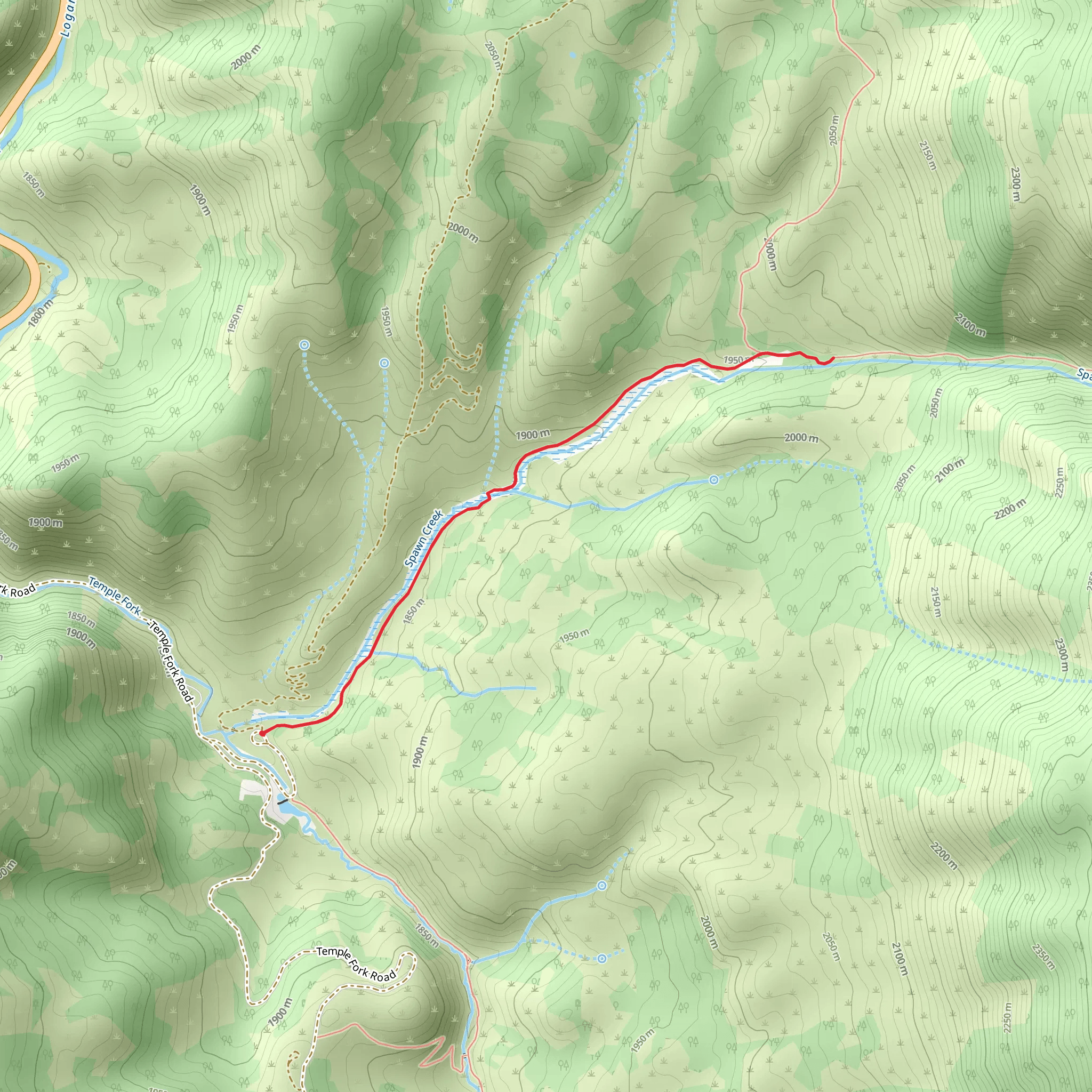 Spawn Creek Trail Out and Back mobile static map