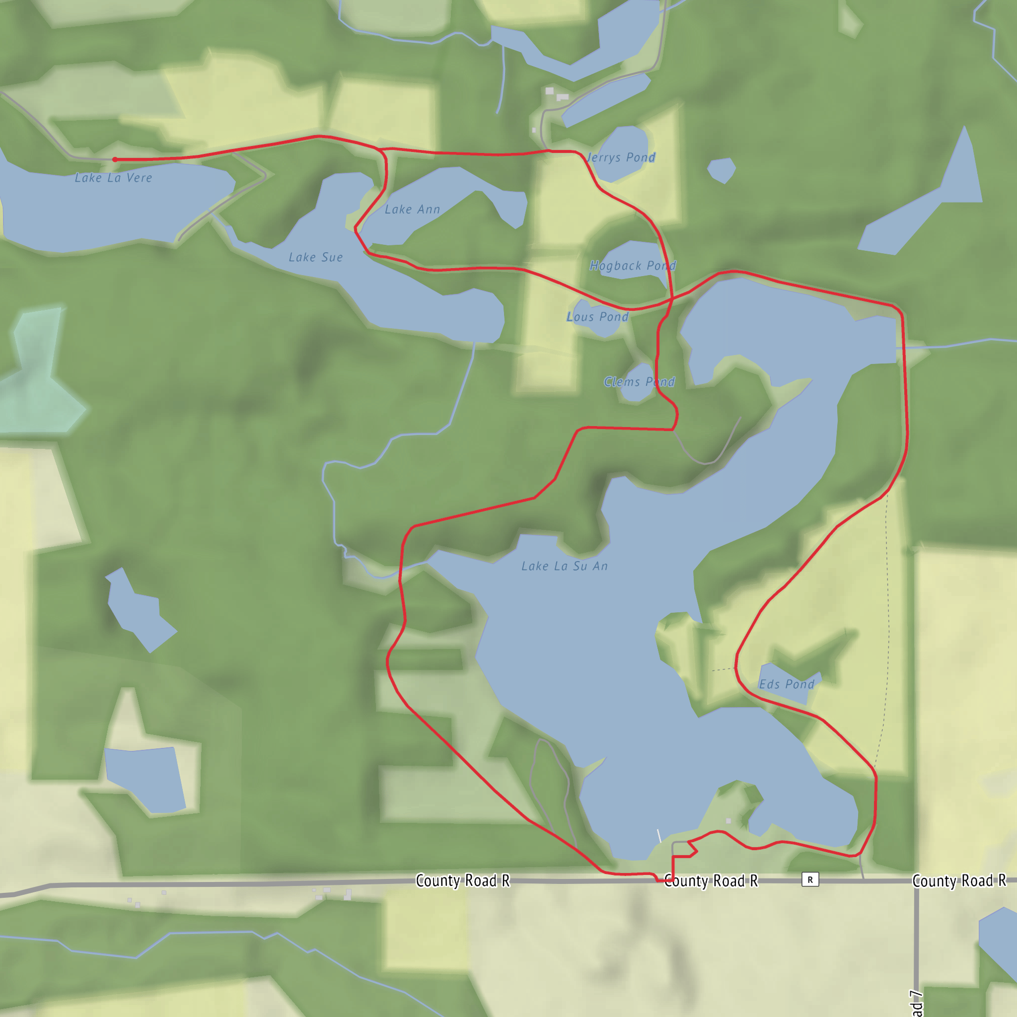 Lake La Vere and Lake La Su An Loop mobile static map