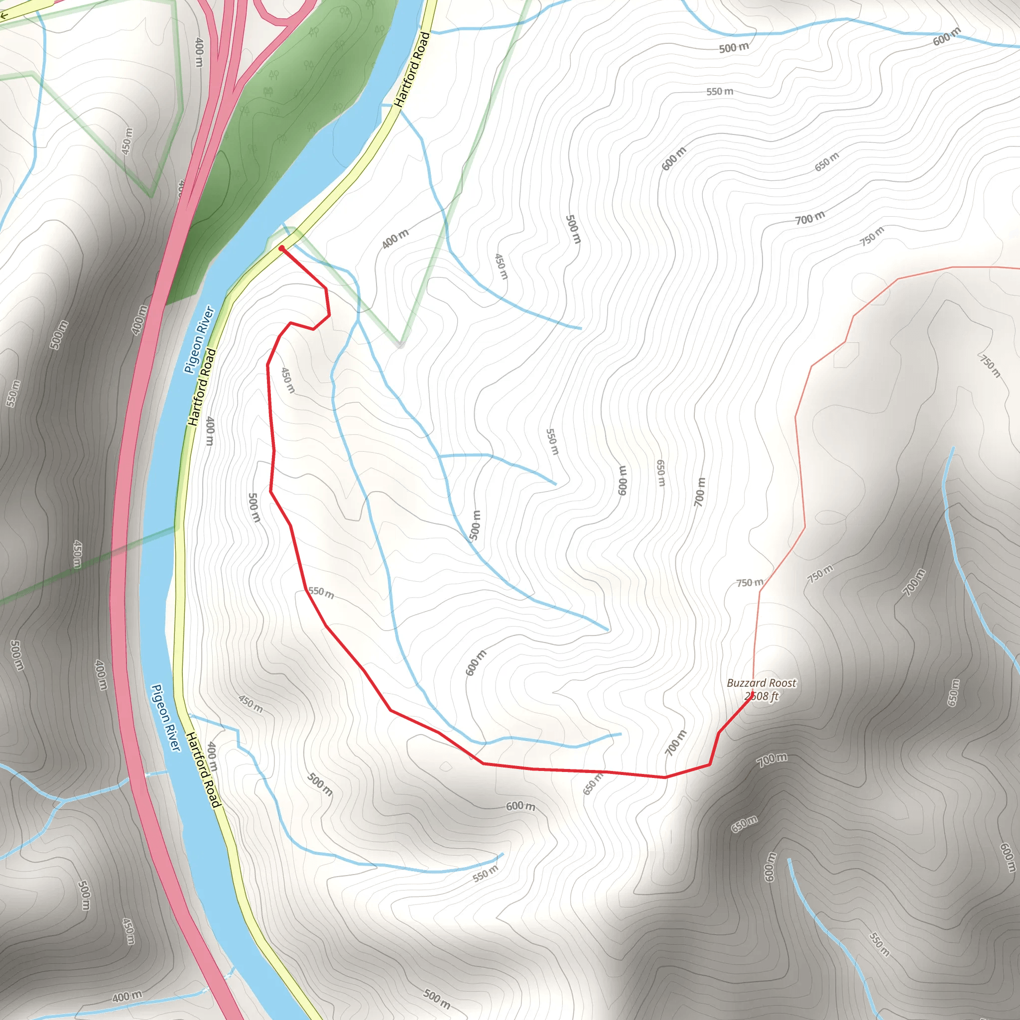 Buzzard Roost Out and Back mobile static map