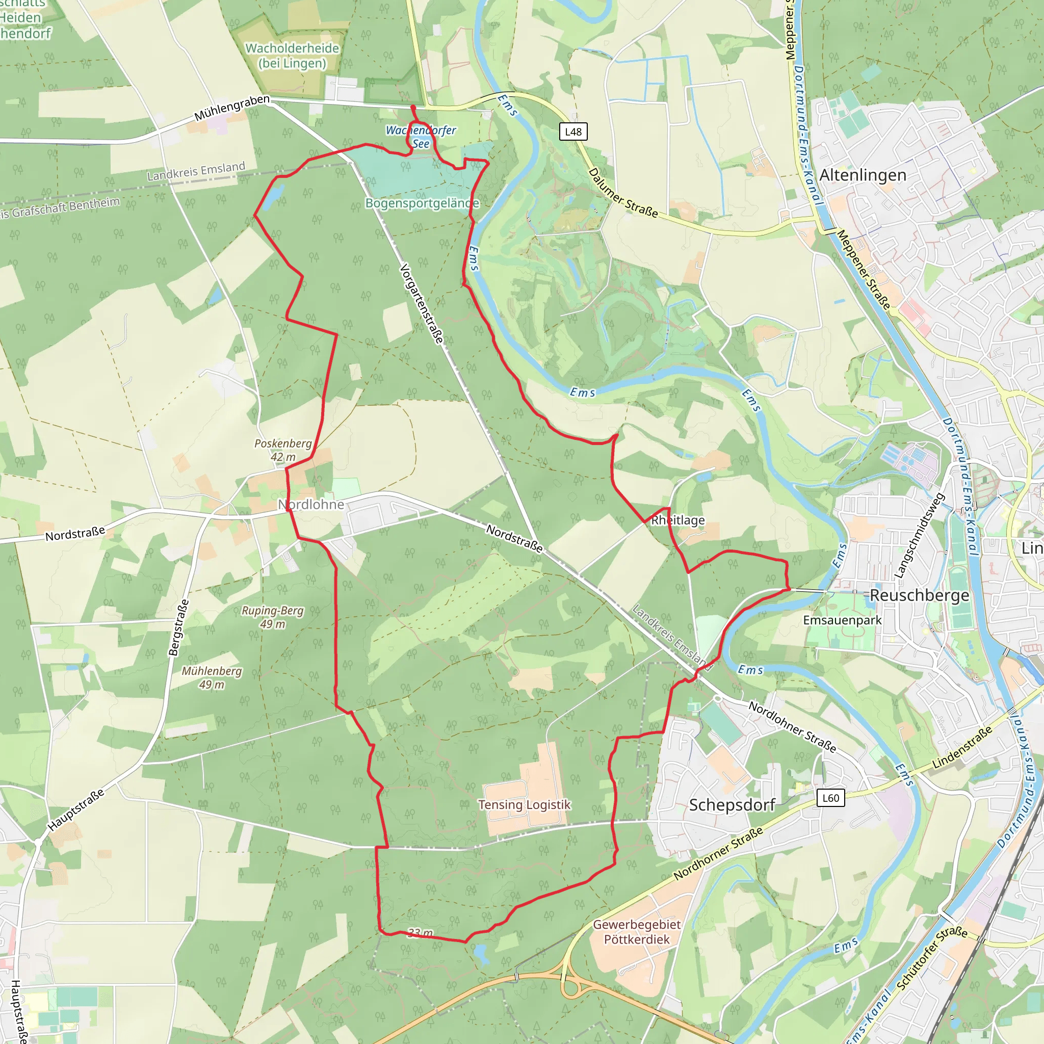 Nordlohne and Rheitlage Loop mobile static map
